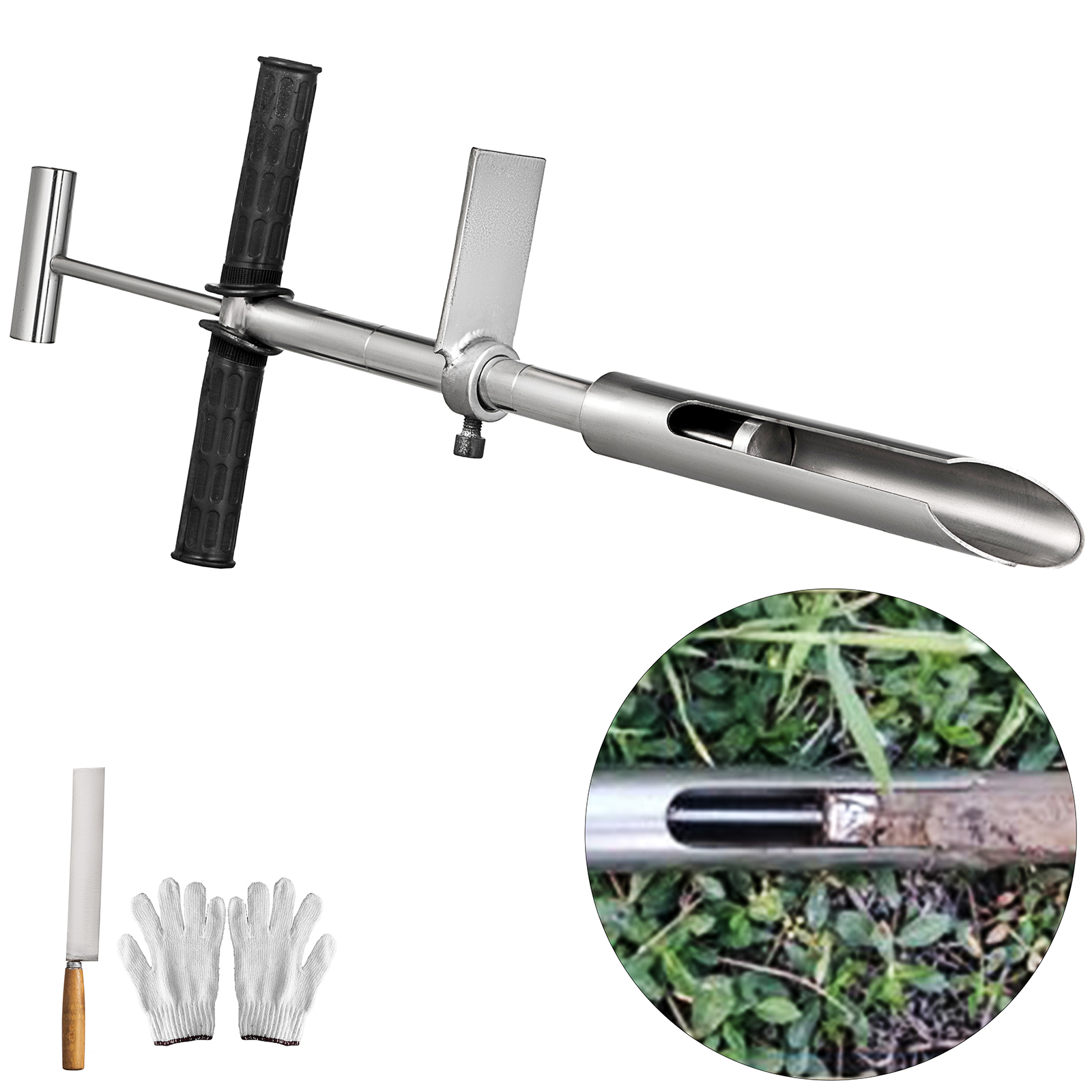 304 Stainless steel soil probe sampler with ejector eject bore foot pedal GOOD x 