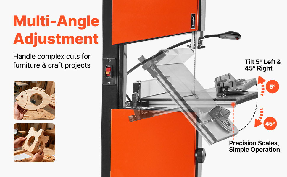 Bandsäge Holz 254 mm Tischbandsäge 373 W 2-Gang Gusseisentisch LED Gehrungsanschlag Band Saw A100 2.3 Pt