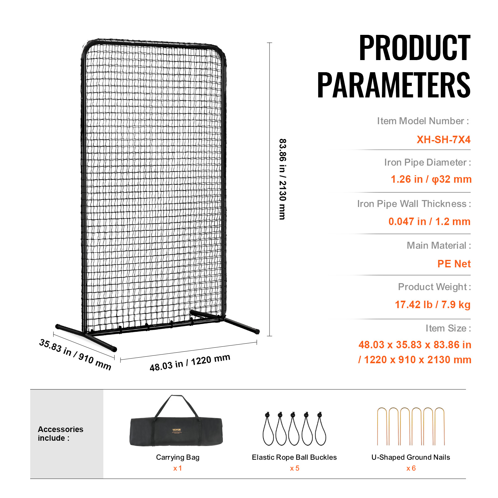 VEVOR I Screen Baseball Pitching Net for Batting Cage Softball Screen 9 Size