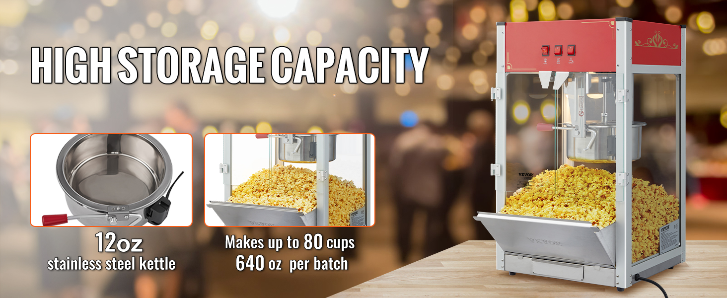 VEVOR Popcorn Popper Machine 12 Oz Countertop Popcorn Maker 1440W 80 Cups  Red - Yahoo Shopping