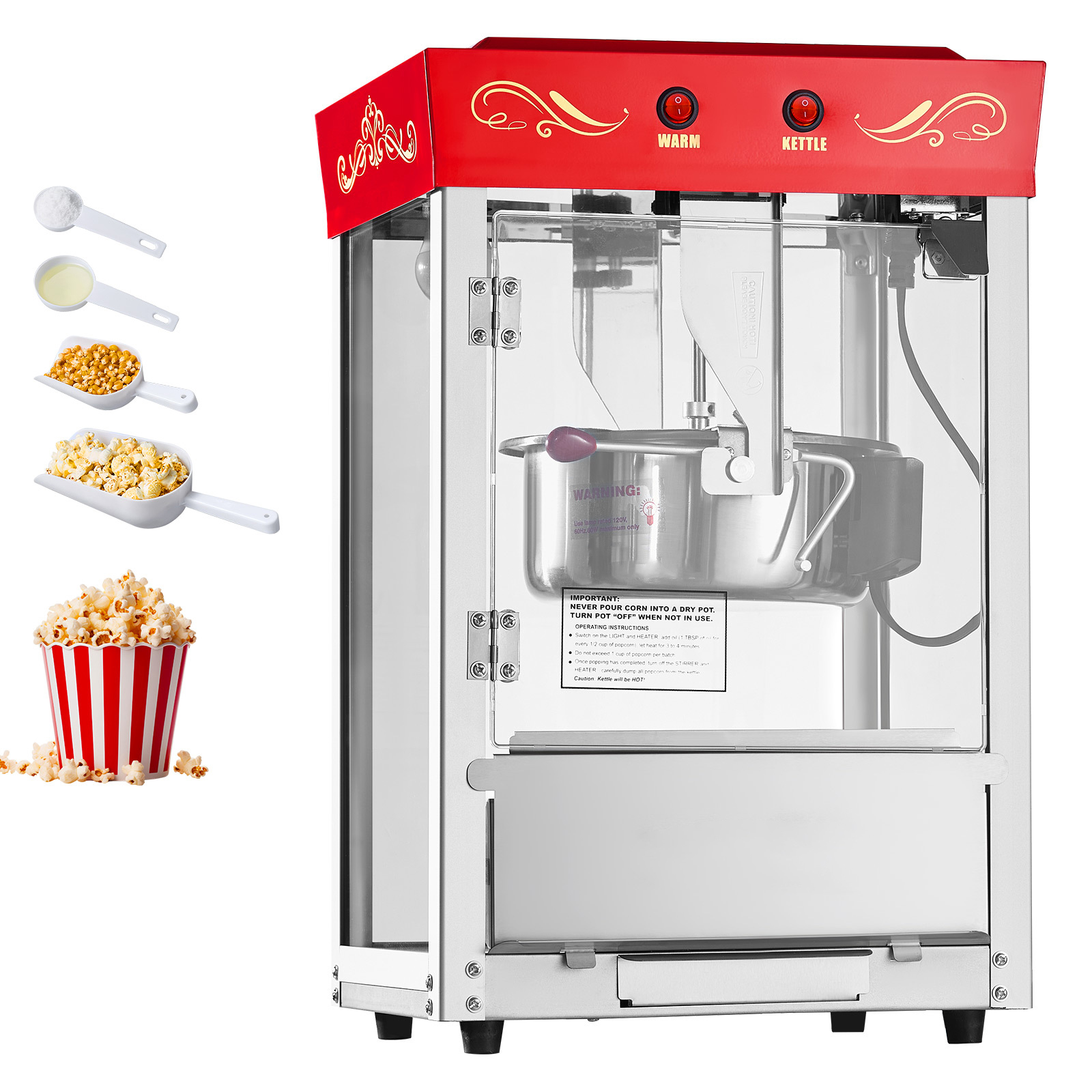 Uimoso Countertop Popcorn Maker with 800W Power 8oz Kettle Produces 48 Cups