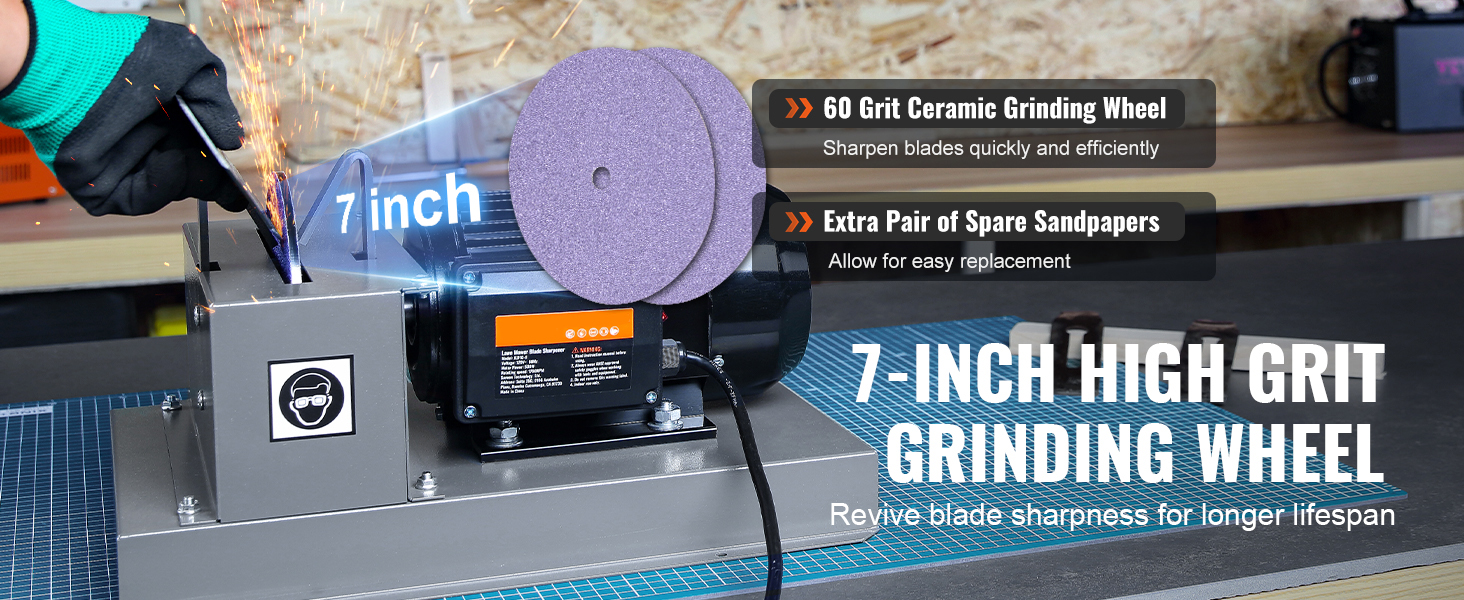 Uimoso Lawn Mower Blade Sharpener 2/3HP 500W with 7-inch Ceramic