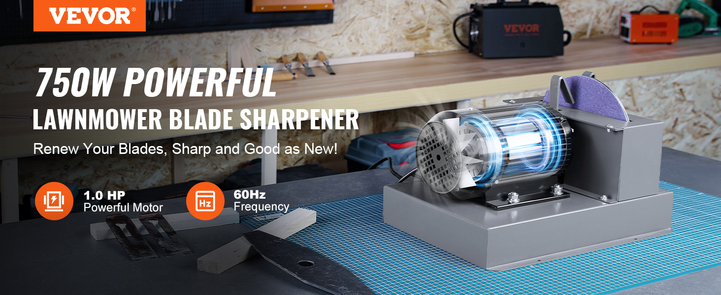 VEVOR Lawn Mower Blade Sharpener, 1HP 750W Lawnmower Blade Grinder with