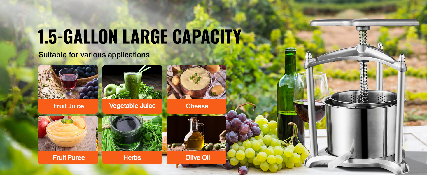 Prensa manual para vino de hierbas, frutas, tinturas de queso, máquina de  prensa de barriles de acero inoxidable de 0.53 galones para jugo, verduras