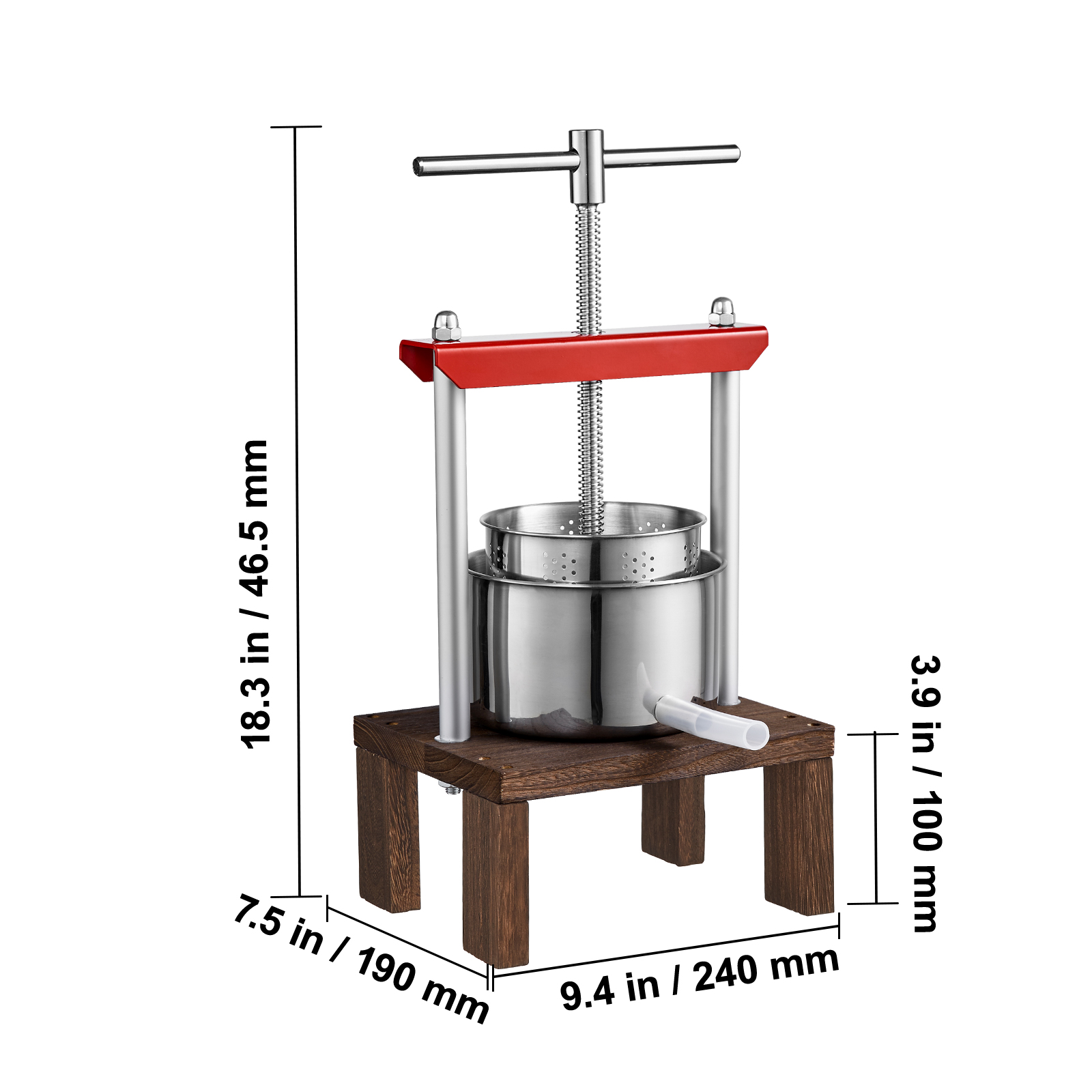 Vevor Pressoir A Fruits Manuel L Pressoir A Vin En Acier Inoxydable Base En Bois Presse Fruits