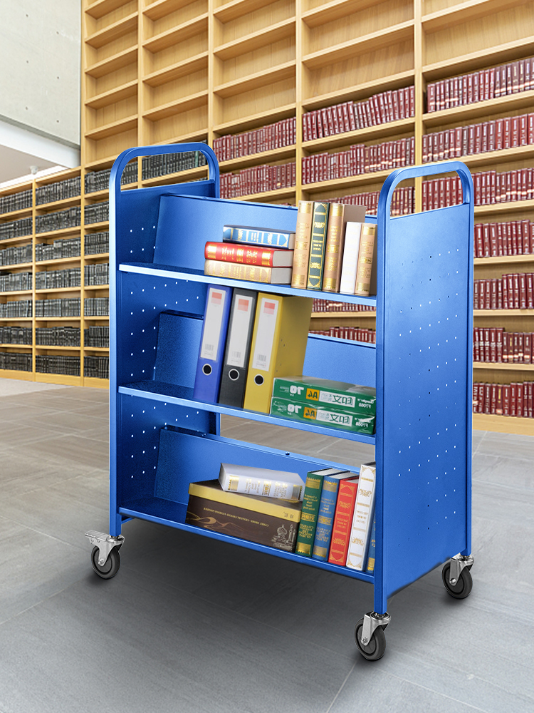 Book Cart Library Cart 200lb with Double Sided WShaped Sloped Shelves