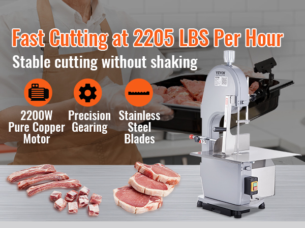 Commercial Meat Bone Saw Machine Electric Frozen Meat Cutting Band Cutter  1500W