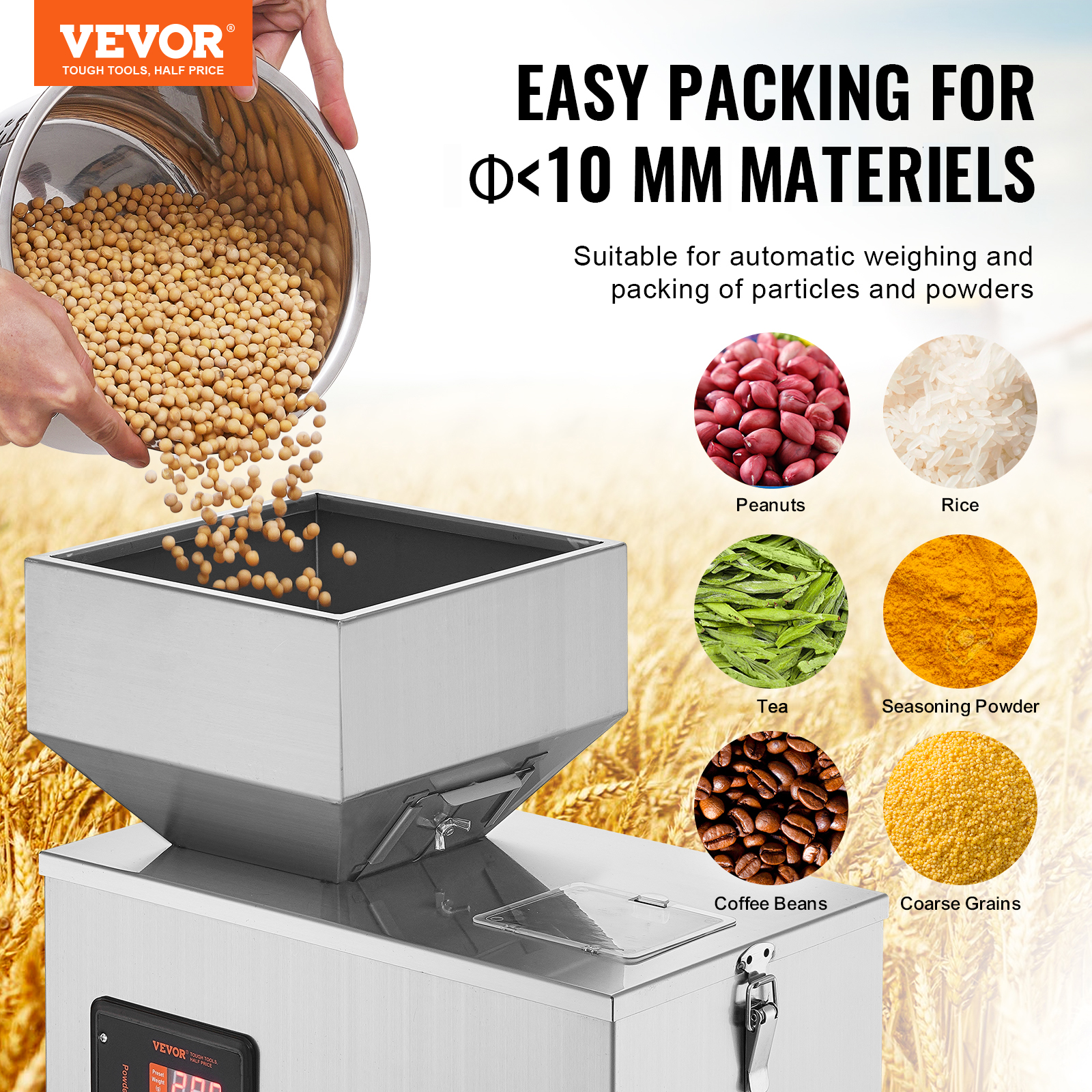VEVOR Automatic Particle Packing Weighing & Filling Machine 10-1000/1-100g Tea - Picture 16 of 26