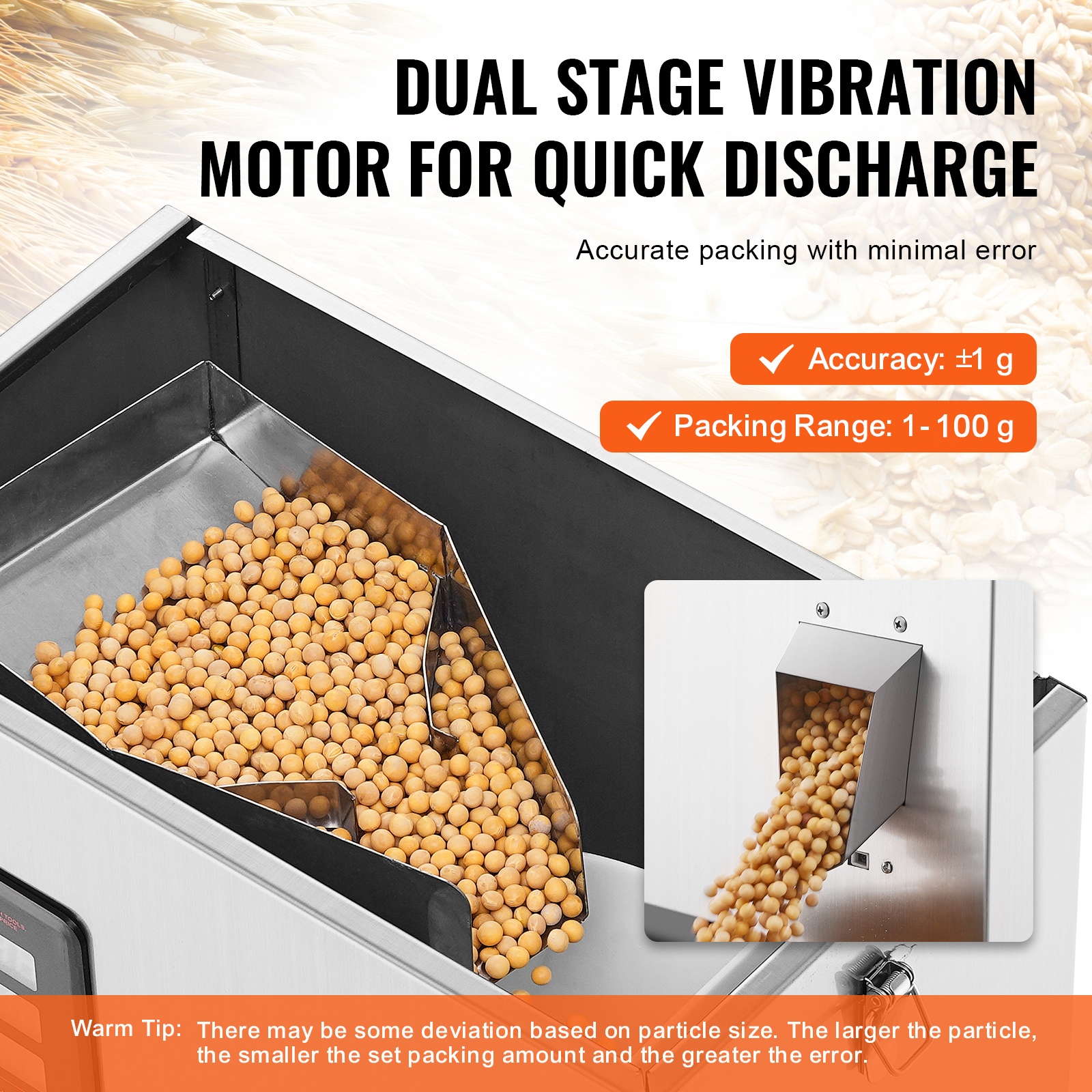 VEVOR Automatic Particle Packing Weighing & Filling Machine 10-1000/1-100g Tea - Picture 17 of 26