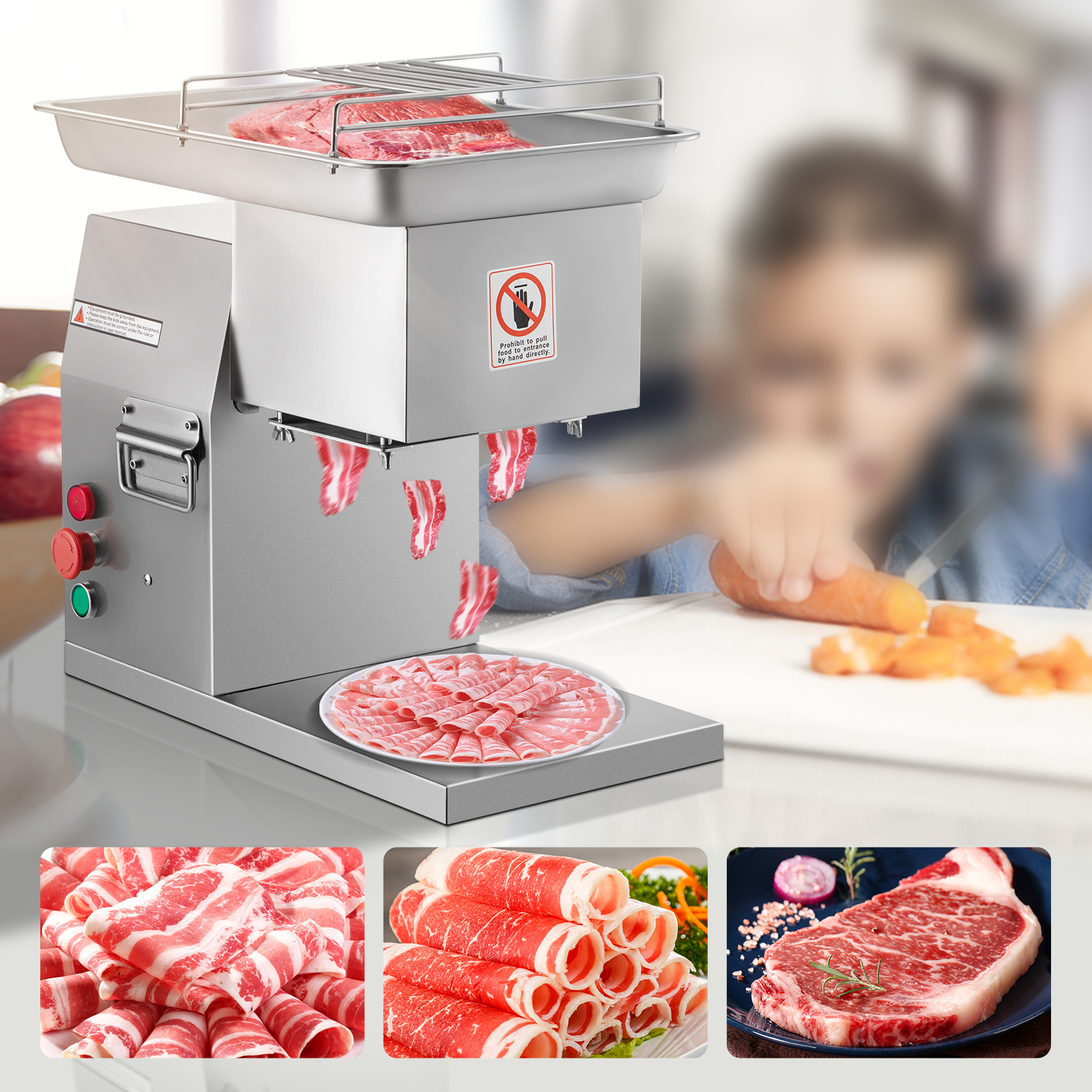 Manual Electric Meat Slicer Commercial Cutter Meat Fully Automatic  Multifunction Vegetable Slicer Cutting Machine