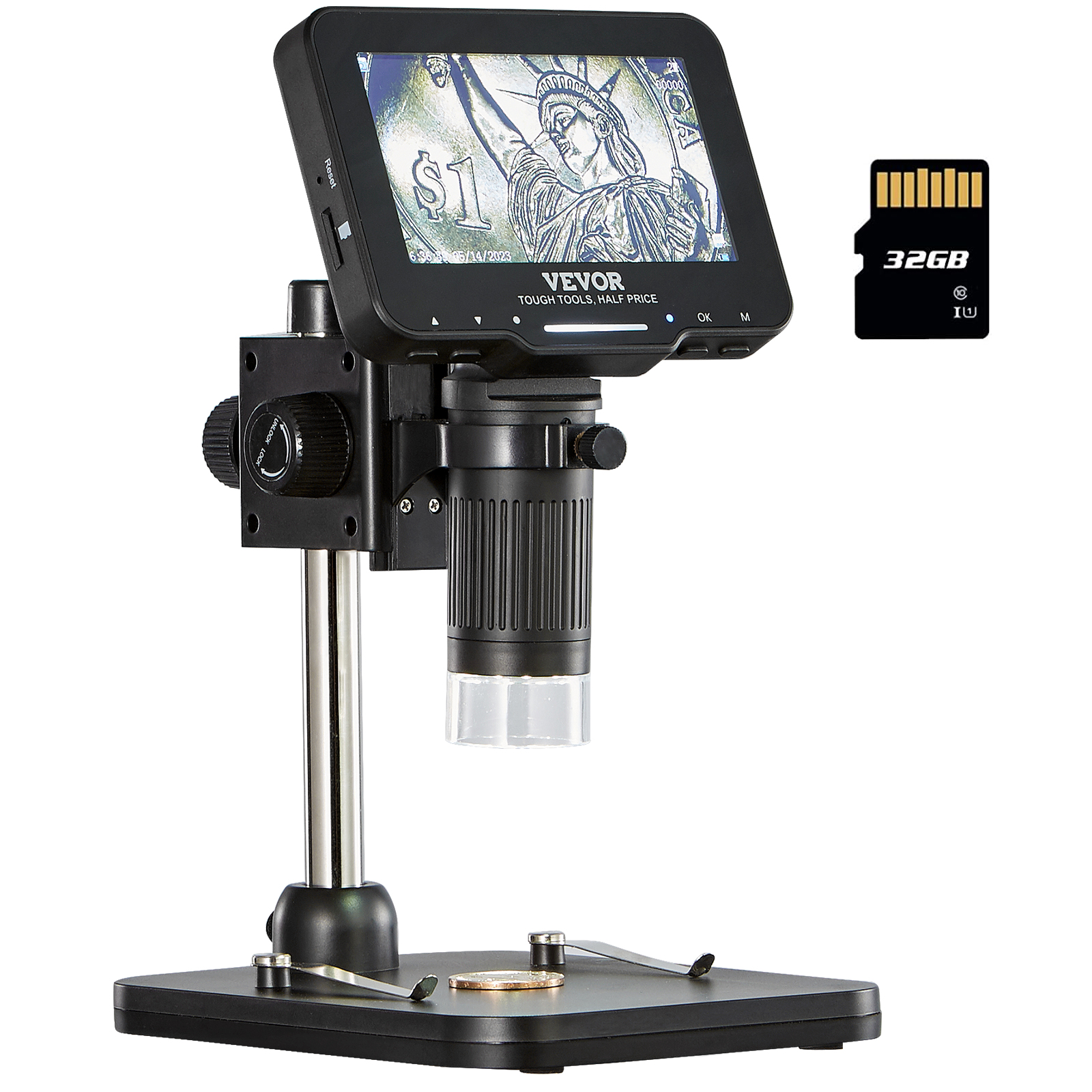 VEVOR Digital Microscope Coin Microscope 4.3/10 in Screen 50-1000X Magnification