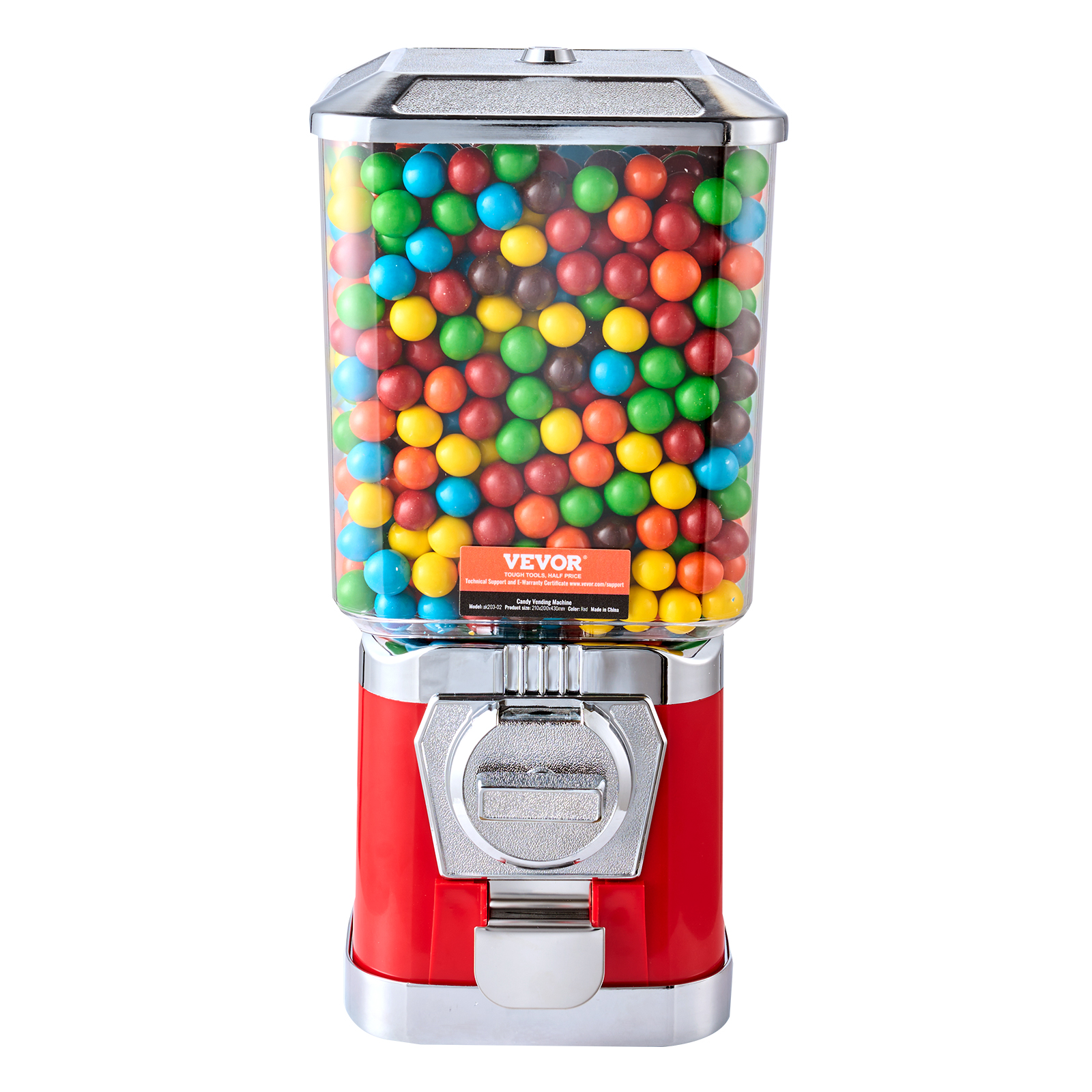 Vintage-Style 25-Inch Red Gumball Machine – Coin Bank Vending Dispenser With Stand, 25 Cent Mechanism