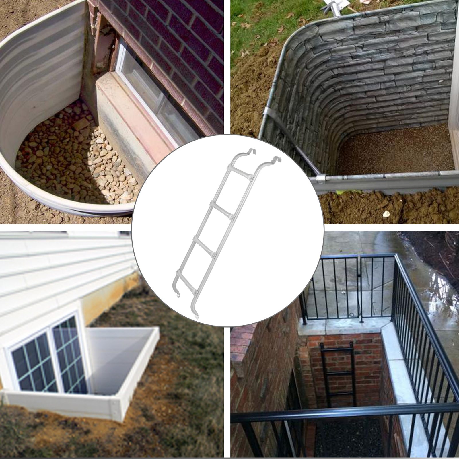 Vevor Brandtrappen Bootladder Ladder Staal 4 Stappen Reddingsladder 181