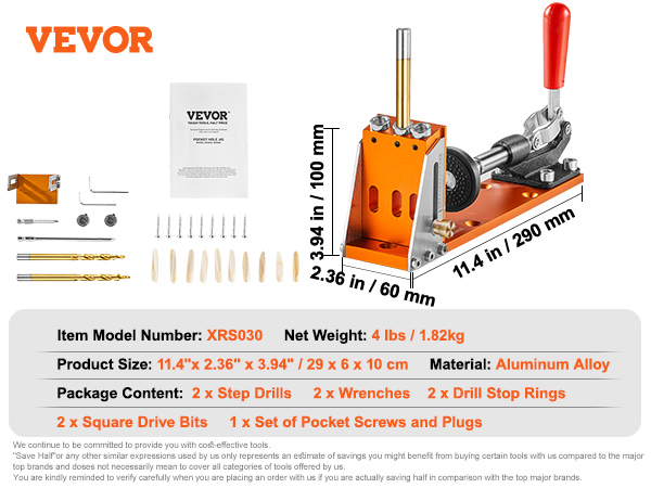 VEVOR 30 Pcs Pocket Hole Jig Kit, Adjustable & Easy to Use Pocket Hole Jig  System