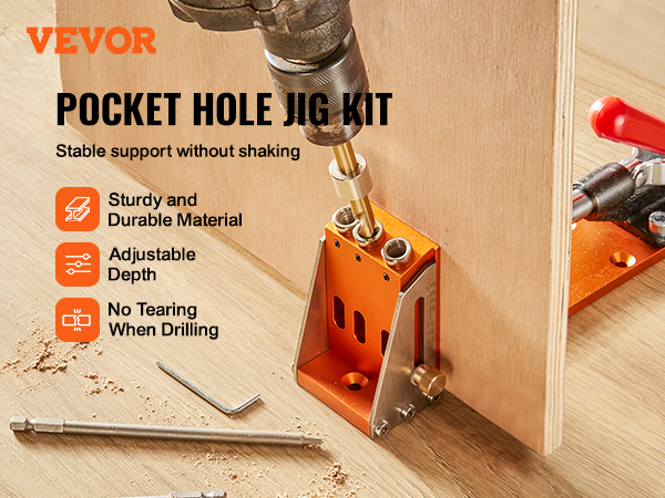 VEVOR 30 Pcs Pocket Hole Jig Kit, Adjustable & Easy to Use Pocket