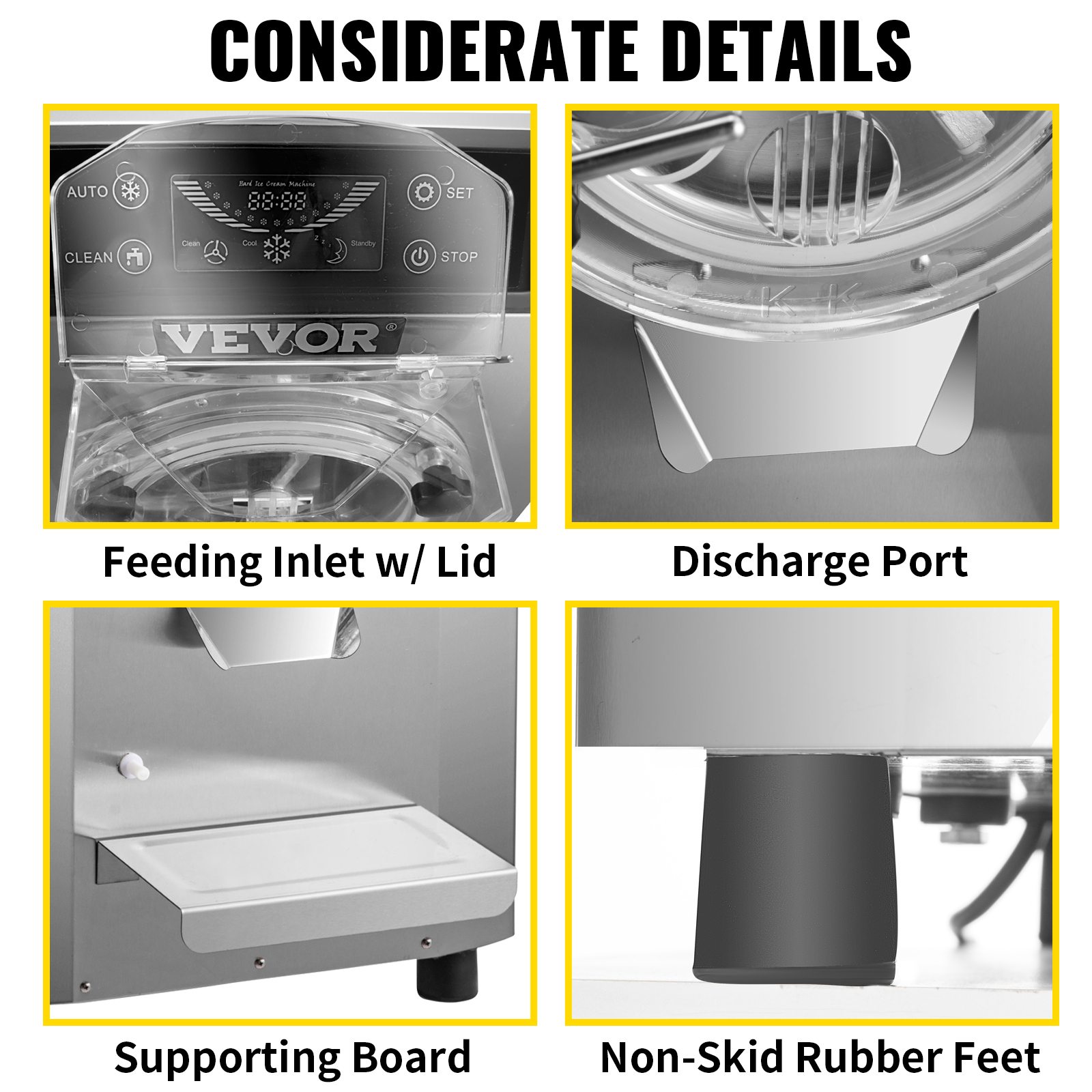 VEVOR Commercial Hard Ice Cream Machine Hard Serve Ice Cream Maker w/ 4