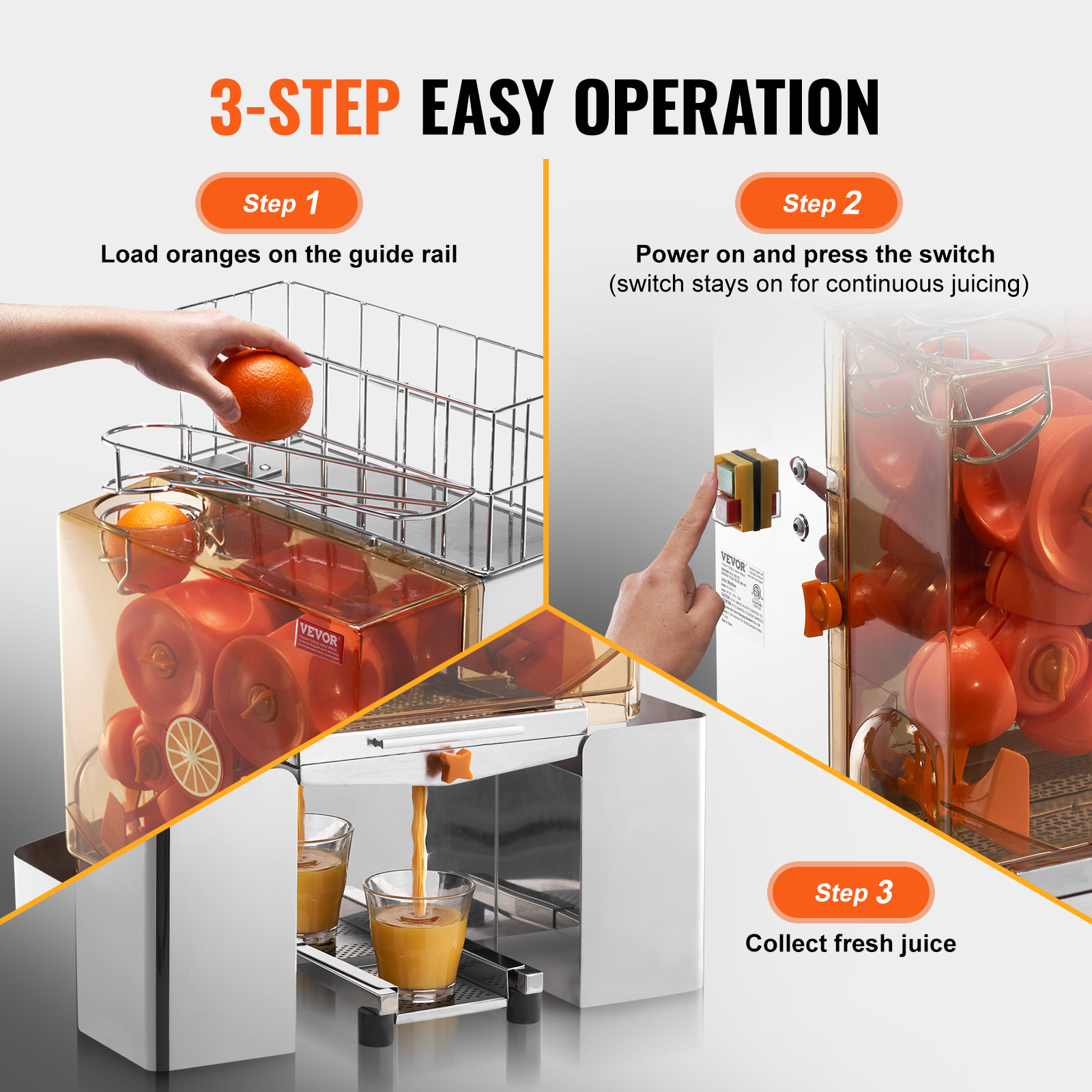 VEVOR Commercial Orange Juicer Machine 120W Juice Squeezer Extractor Filter Box - Picture 8 of 62