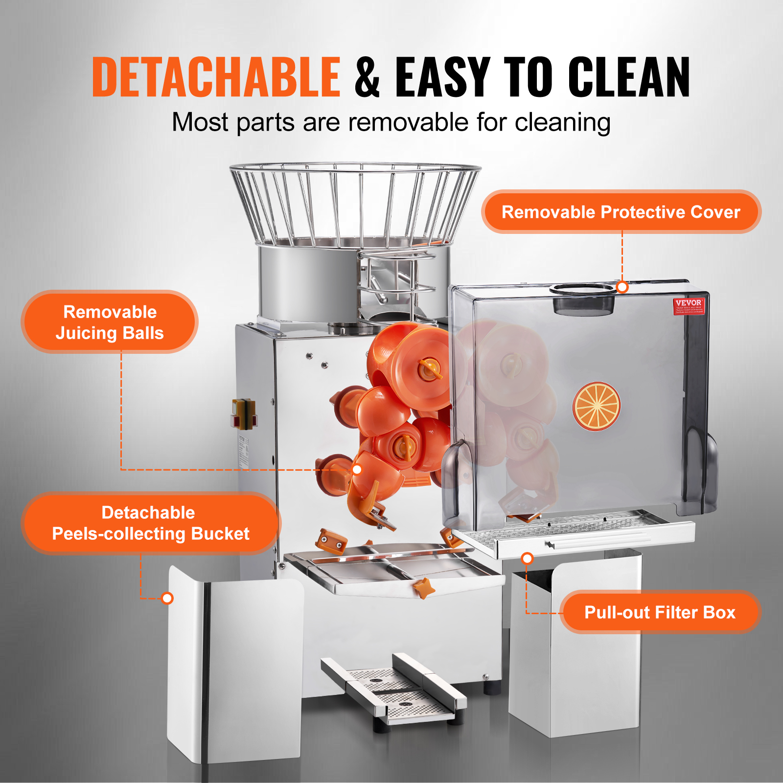 VEVOR Commercial Orange Juicer Machine 120W Juice Squeezer Extractor Filter Box - Picture 31 of 62