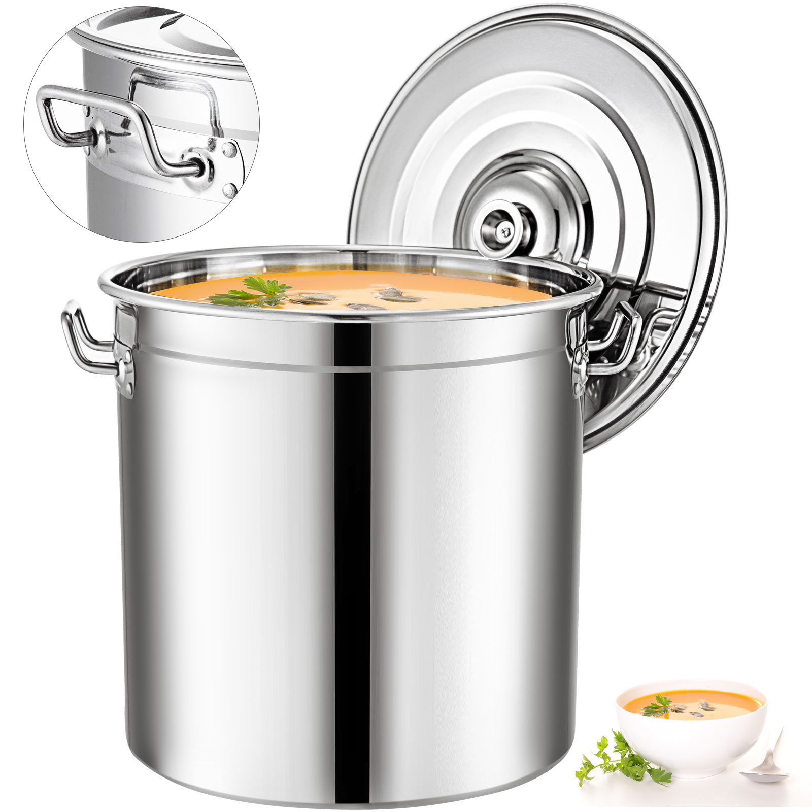 stufati zuppe con coperchio in metallo Pentola grande in acciaio inox per zuppe capacità 35 litri 