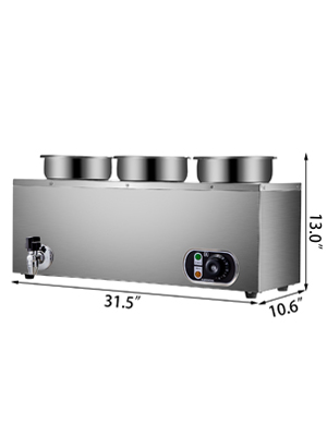 VEVOR 110V Commercial Soup Warmer 22.2 Qt Capacity, 800W Electric Food Warmer Adjustable Temp. 86-185℉, Stainless Steel Countertop Soup Pot with Tap, Bain Marie Food Warmer for Cheese/Hot Dog/Rice