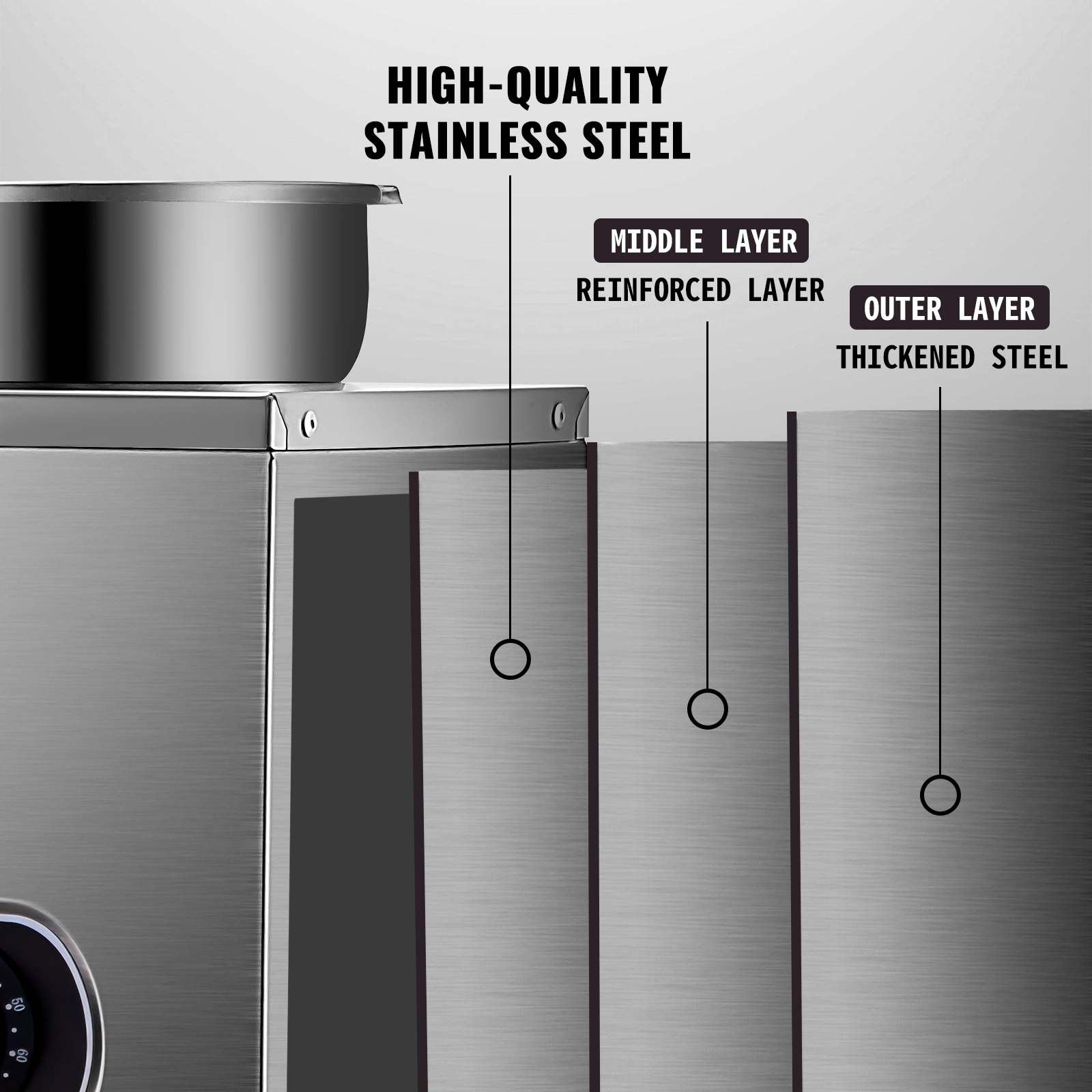 VEVOR 110V Commercial Soup Warmer 22.2 Qt Capacity, 800W Electric Food Warmer Adjustable Temp. 86-185℉, Stainless Steel Countertop Soup Pot with Tap, Bain Marie Food Warmer for Cheese/Hot Dog/Rice