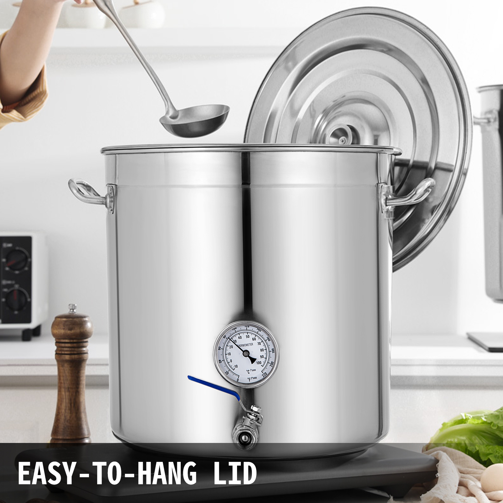  Stock Pot, Catering/Household Thick 304 Stainless Steel Large  Soup Pot with Lid, Cooking Pot, for Gas Stove/induction Cooker (8-72L)  (Size : 58L): Home & Kitchen