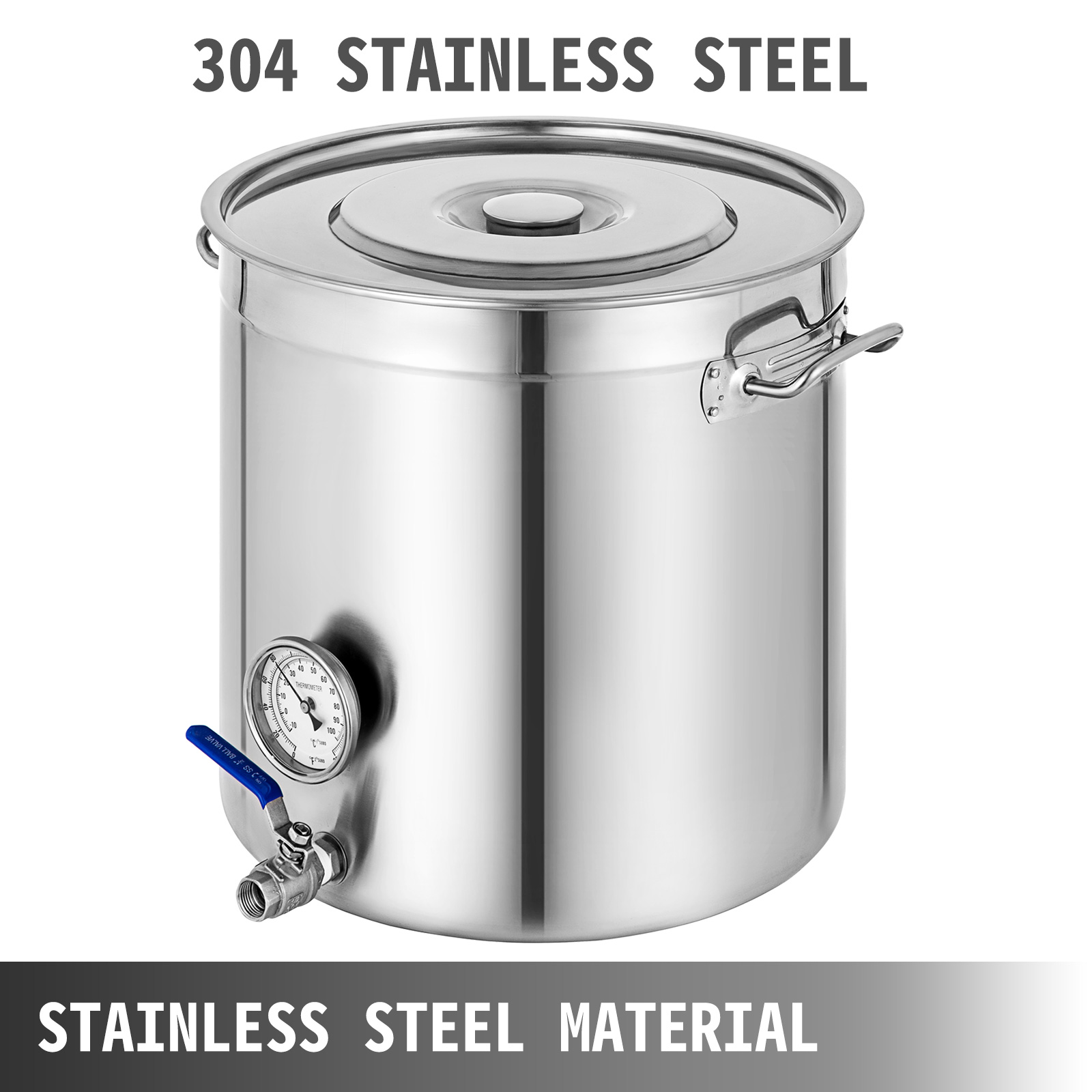 130L/137.5QT Polished Stainless Steel Stock Pot Brewing Beer Kettle w/ Lid 