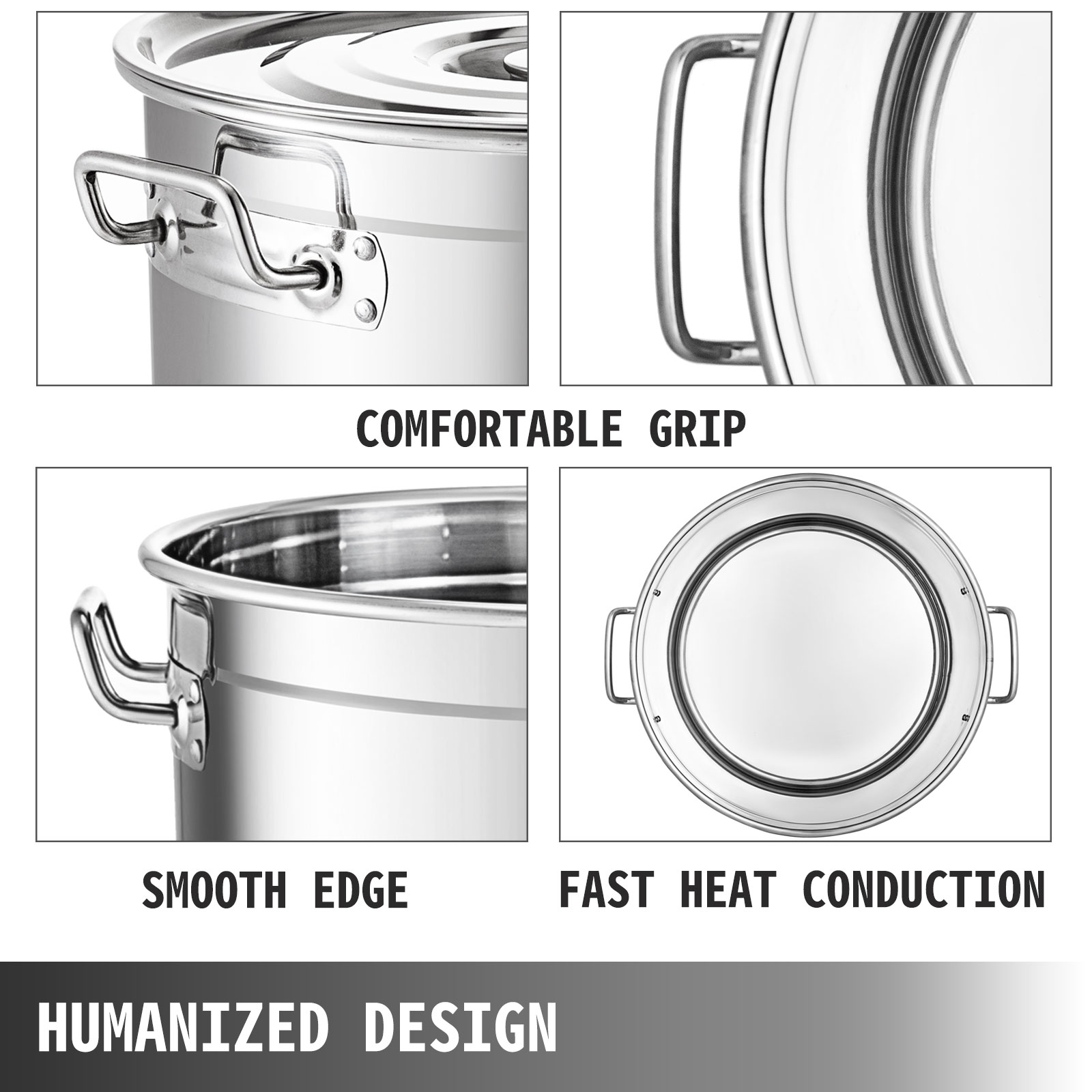 VEVOR 42 qt. Stainless Steel Stockpot Heavy Duty Commercial Grade Stock Pot  Large Cooking Pots TGDDBX20142QT4Z4LV0 - The Home Depot