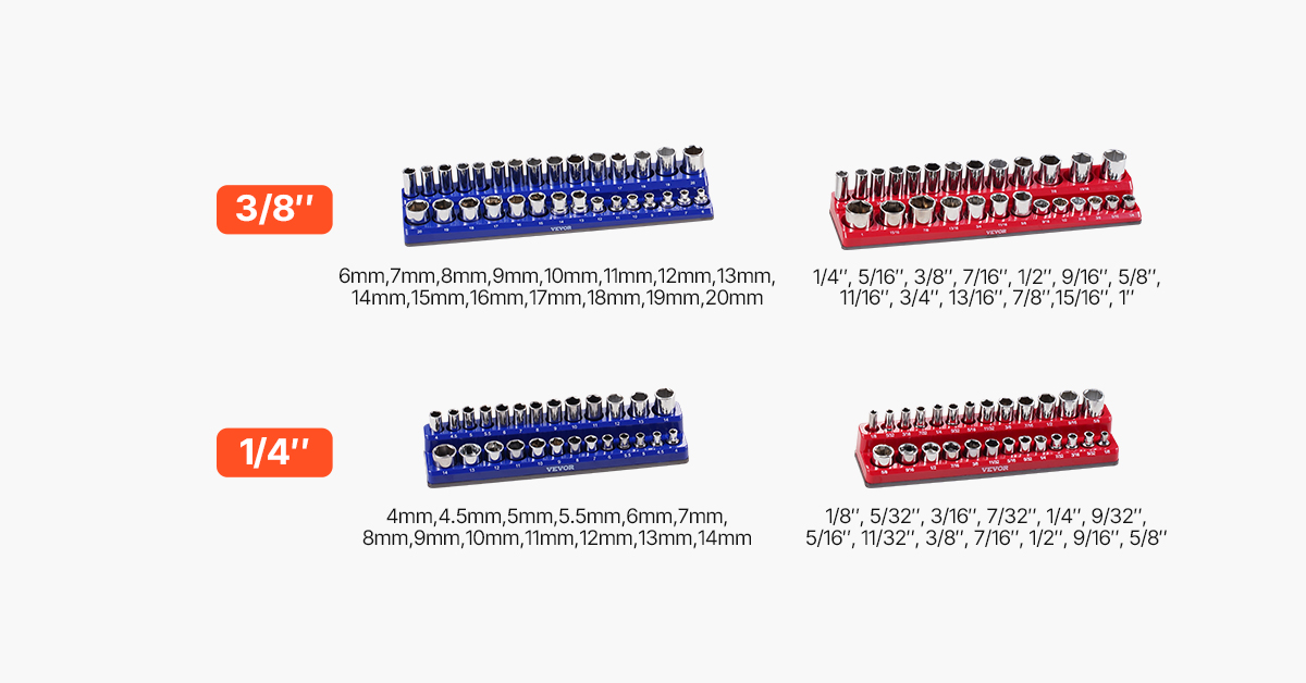 Organisateur De Douilles Magnétique 3 Pièces - Support Portable 1/4" 3/8" 1/2" Résistant Aux Rayures Pour Boîte à Outils Métrique
