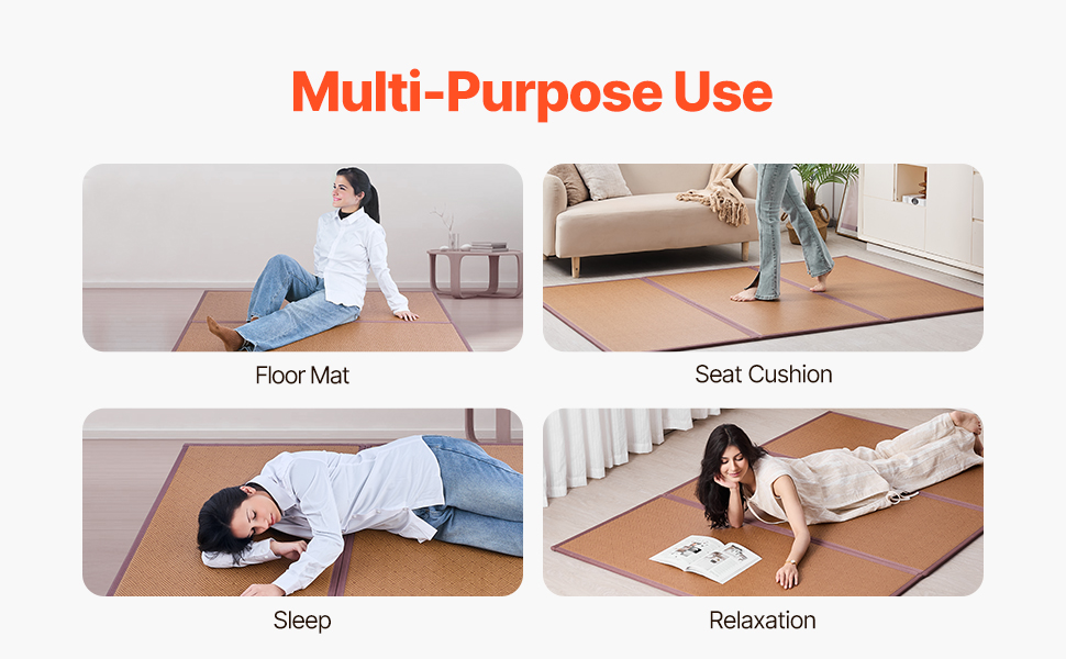 Tatami Japonais Pliable En Rotin Naturel - 60x60 Cm, 2,2 Cm D'épaisseur - Tapis De Sol Modulaire Pour Chambre, Yoga, Salon