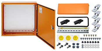 VEVOR Electrical Enclosure, 20'' x 20'' x 6'', UL Certified NEMA 4 Outdoor Enclosure, IP65 Waterproof & Dustproof Cold-Rolled Carbon Steel Hinged Junction Box for Outdoor Indoor Use, with Rain Hood
