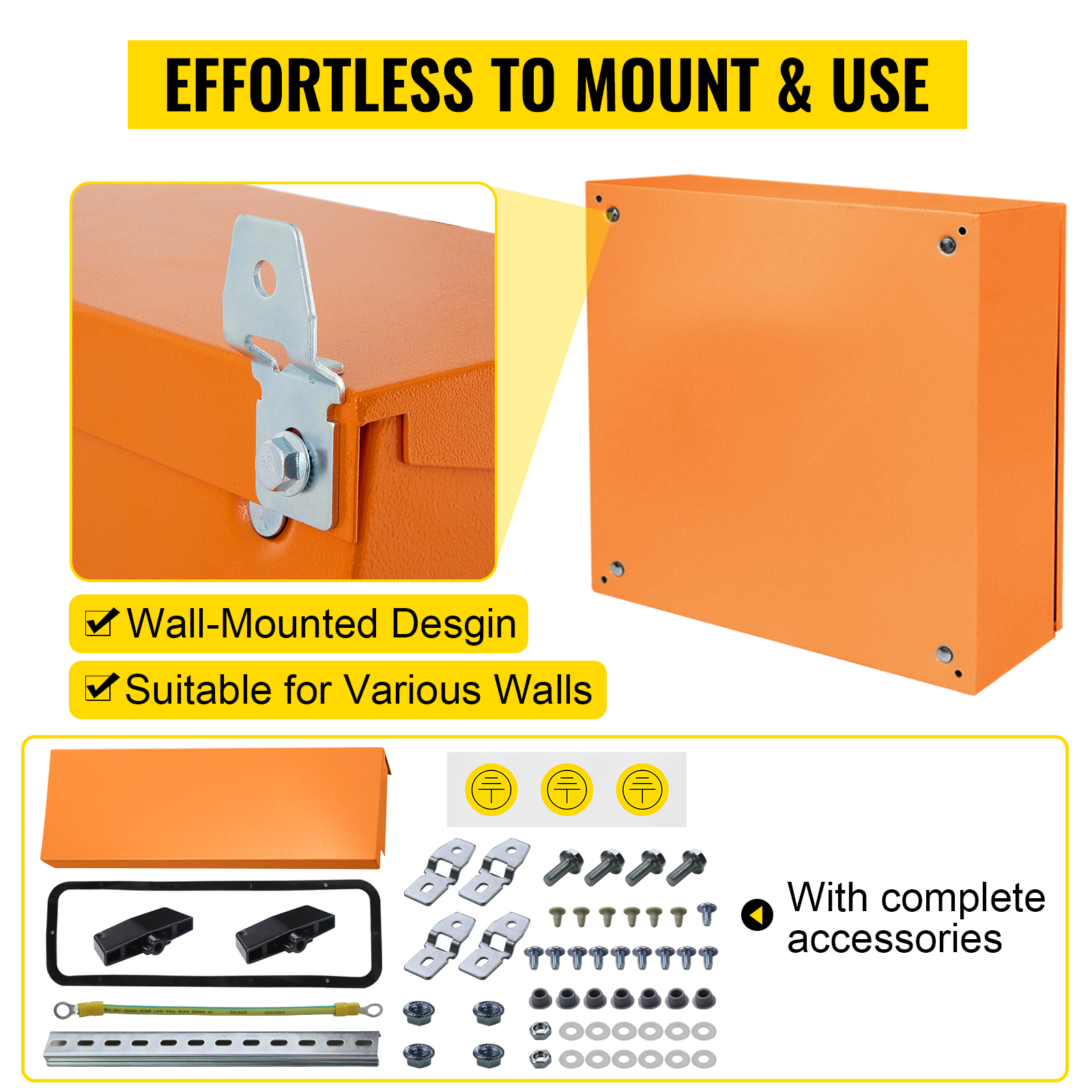 VEVOR Electrical Enclosure, 20'' x 20'' x 6'', UL Certified NEMA 4 Outdoor  Enclosure, IP65 Waterproof & Dustproof Cold-Rolled Carbon Steel Hinged