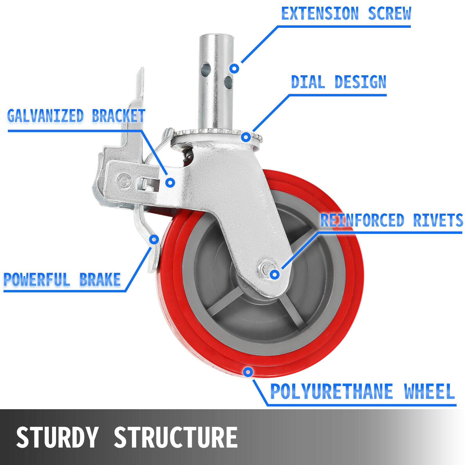 Ruedas giratorias de alta resistencia, ruedas giratorias de placa  industrial, rueda universal, ruedas de poliuretano con núcleo de hierro,  rueda de