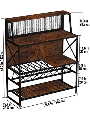 VEVOR Wine Rack Home Bar Table, Industrial Liquor Storage Cabinets with ...