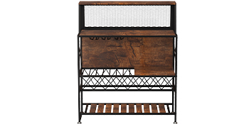 VEVOR Wine Rack Home Bar Table, Industrial Liquor Storage Cabinets with Glass Holder, Bakers Rack Freestanding with Large Capacity for Home Kitchen Dining Room, Hold 12 Bottles of Wine (Rustic Brown)