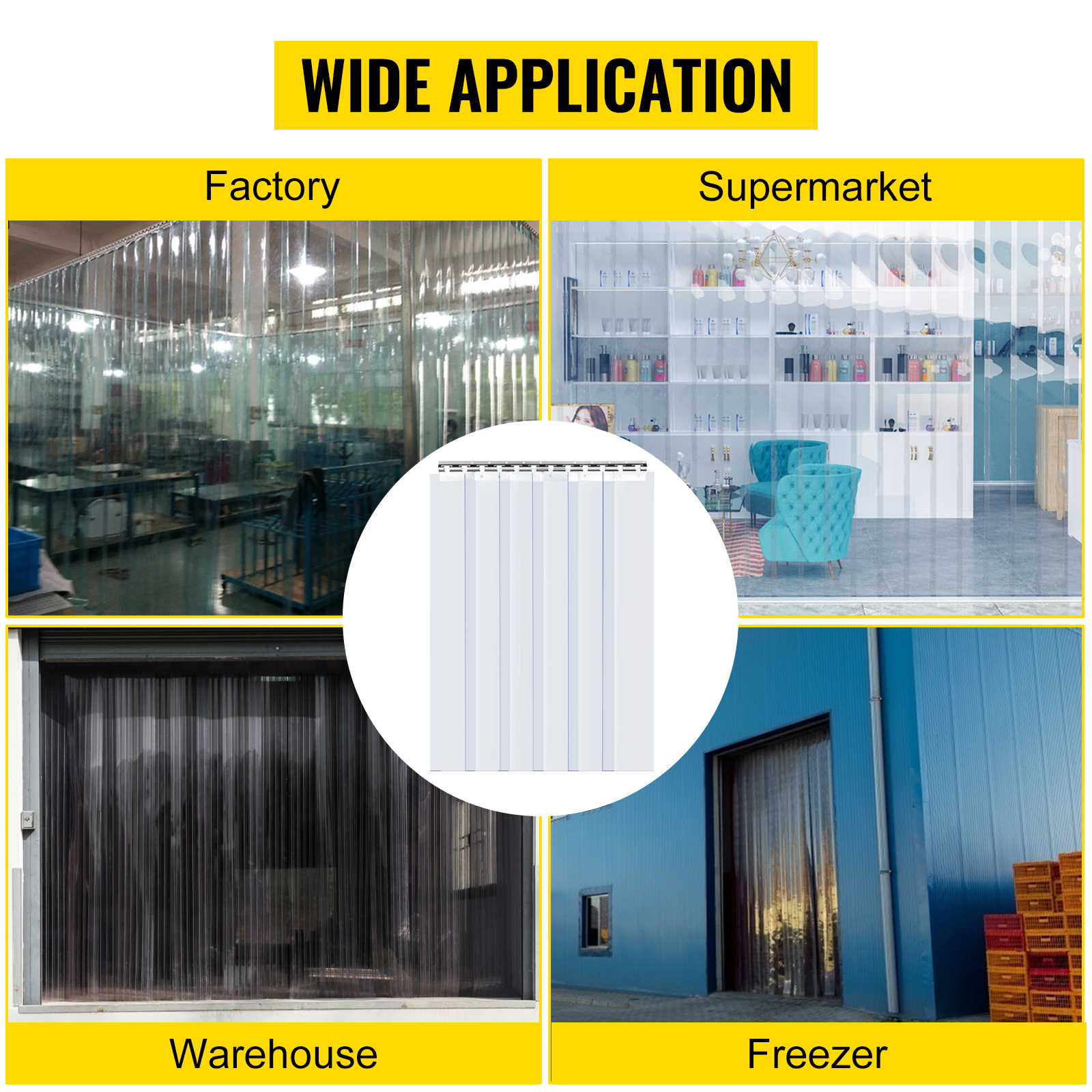 PVC Plastic Strip Curtain Set for Warehouse Doors and Clean Rooms Freezers 50M 