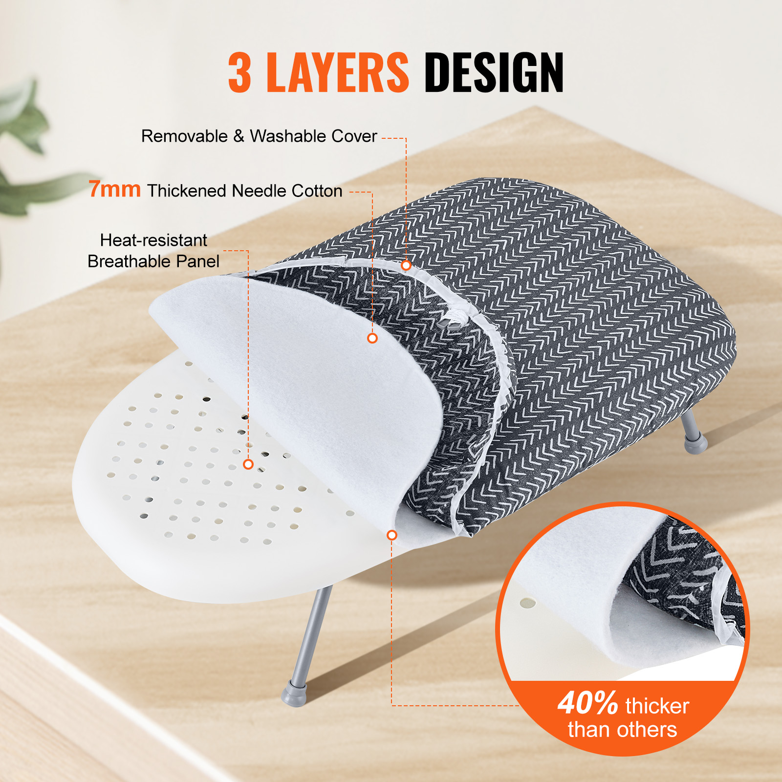 Ironing Board Large/Small Ironing Surface Thickened 4/3 Layers Iron Board - Picture 29 of 38