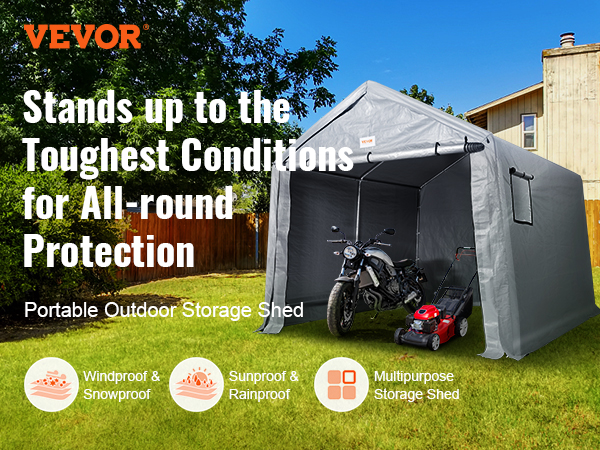 Aazon.co : VEVOR Portable Shed Outdoor Storage Shelter, 6x8x7 Ft