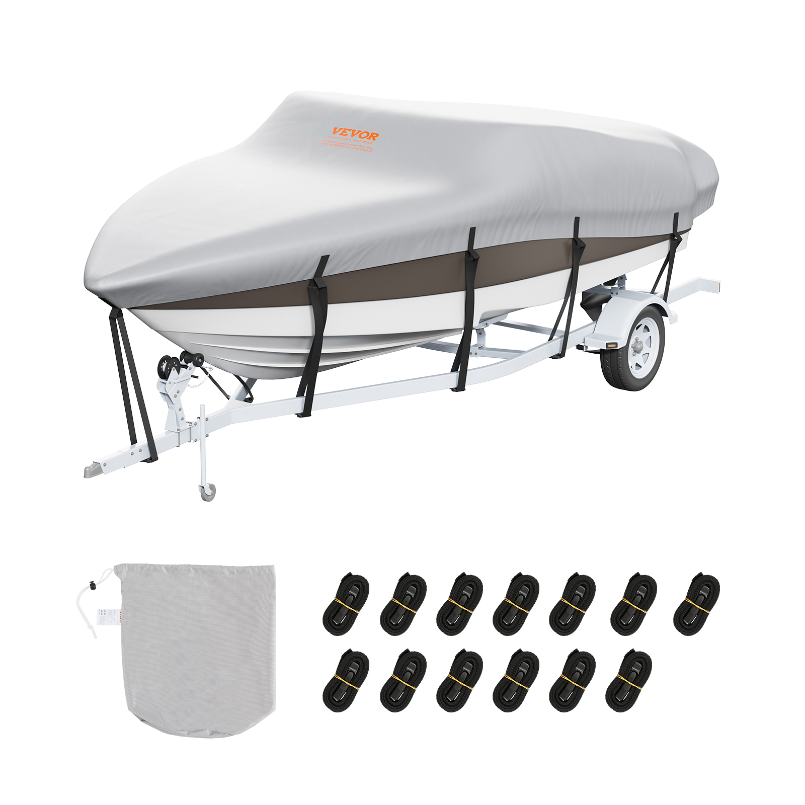 VEVOR Boat Cover 600D Waterproof 16-24 ft Boat Cover V-Hull Tri-Hull Runabout