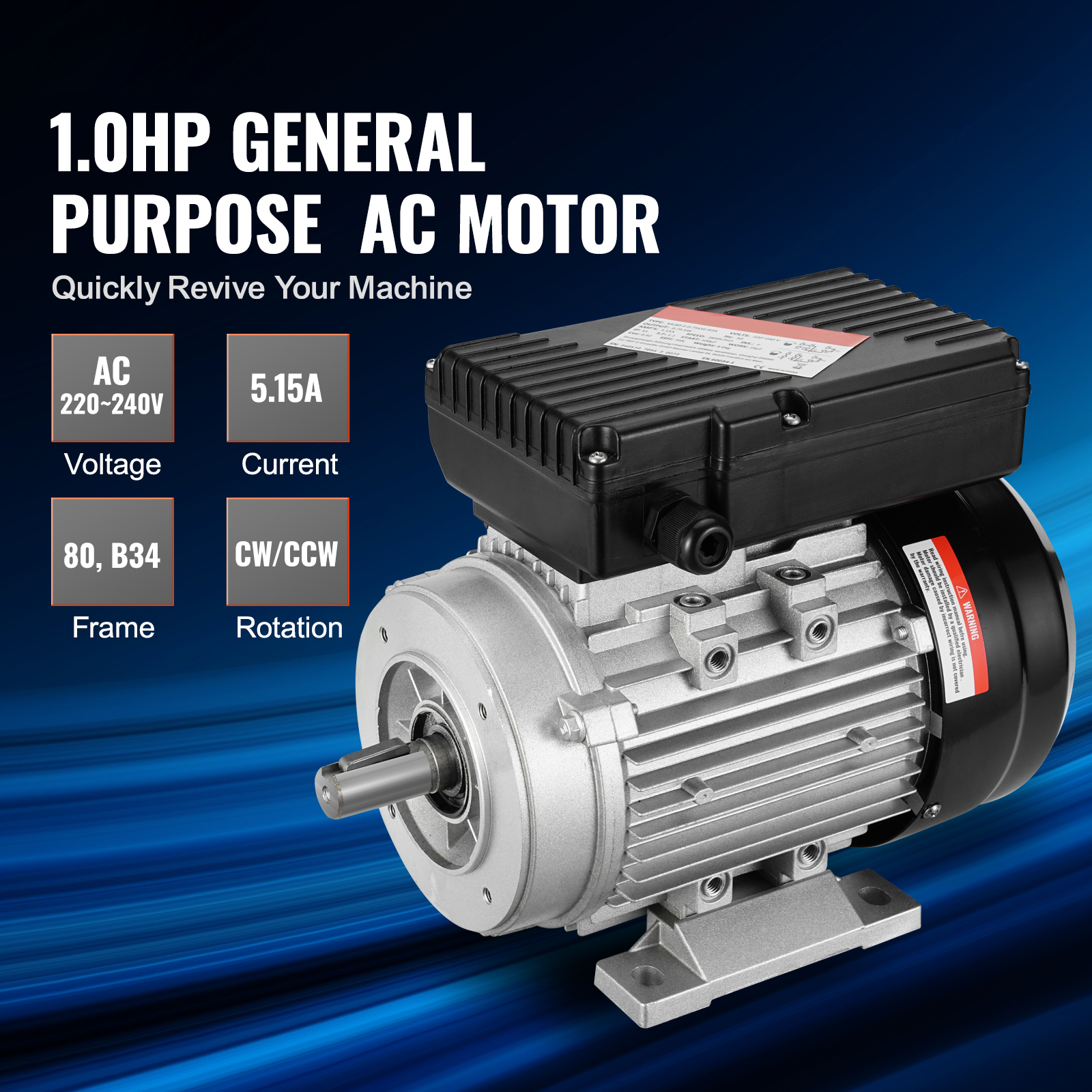 Comprosser Motor Mophorn Electric Motor, Air Compressor Motor Single Phase, 5.15A 220 ...