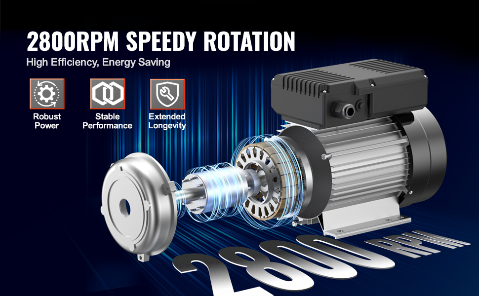 Vevor Kw Electric Motor Rpm Ac V A Phase Mm Keyed Shaft Vevor Eu