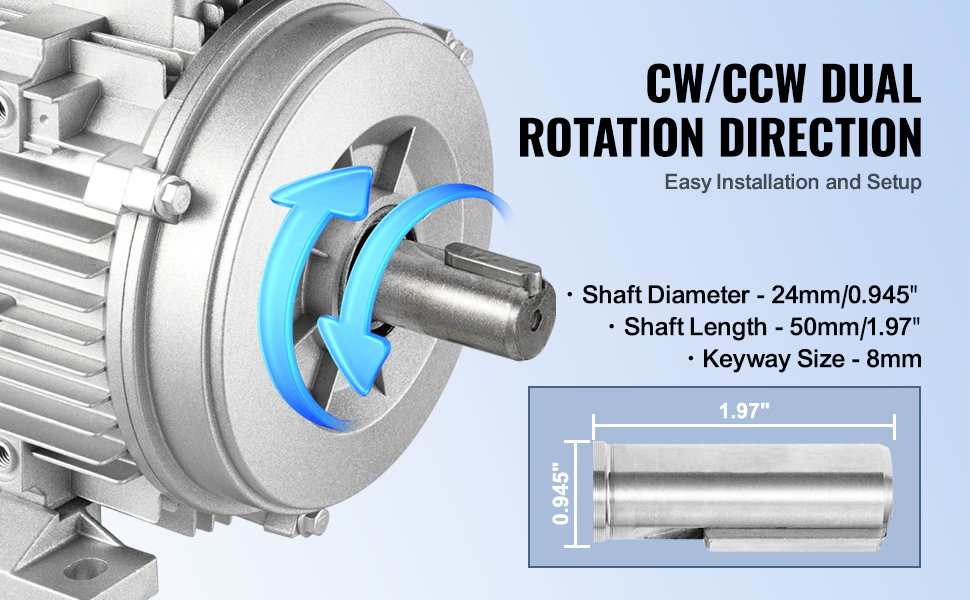 VEVOR 1.1KW Electric Motor 2800 rpm, AC 220~240V 7.1A, 90S, B3 Frame ...