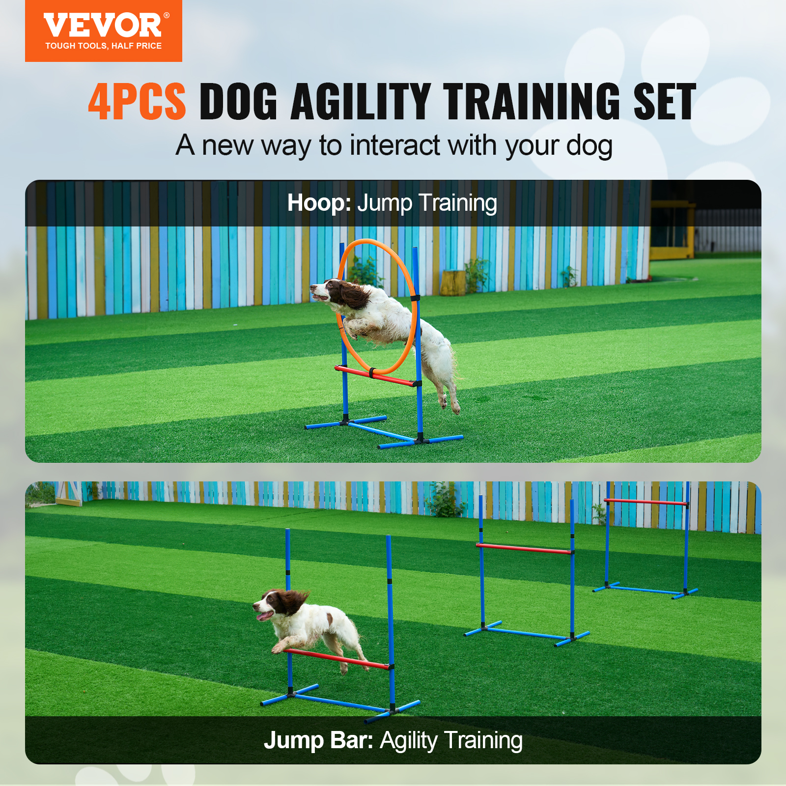 VEVOR Dog Agility Training Equipment w/ Hurdles Cone/Tunnel / Jump/Tunnels Ring - Picture 52 of 98