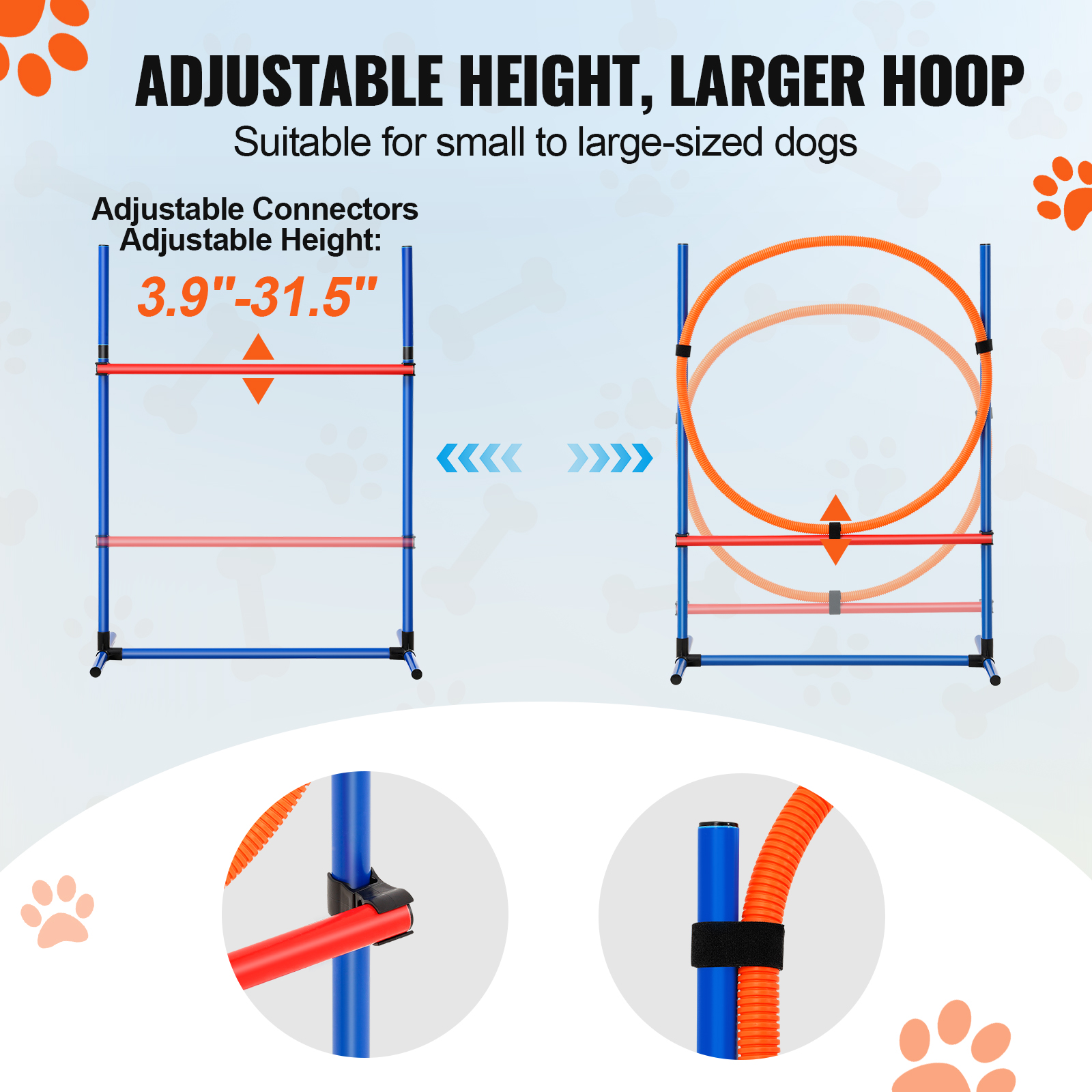 VEVOR Dog Agility Training Equipment w/ Hurdles Cone/Tunnel / Jump/Tunnels Ring - Picture 54 of 98