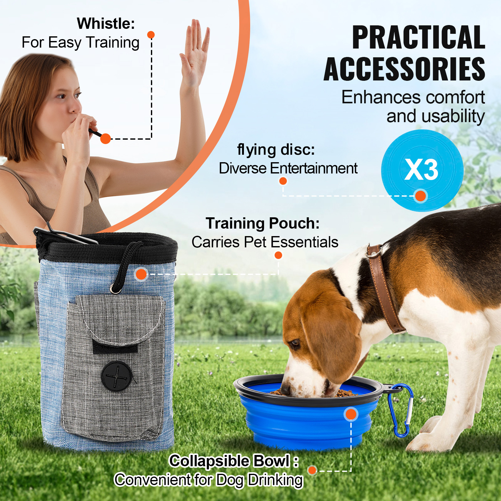 VEVOR Dog Agility Training Equipment w/ Hurdles Cone/Tunnel / Jump/Tunnels Ring - Picture 80 of 98