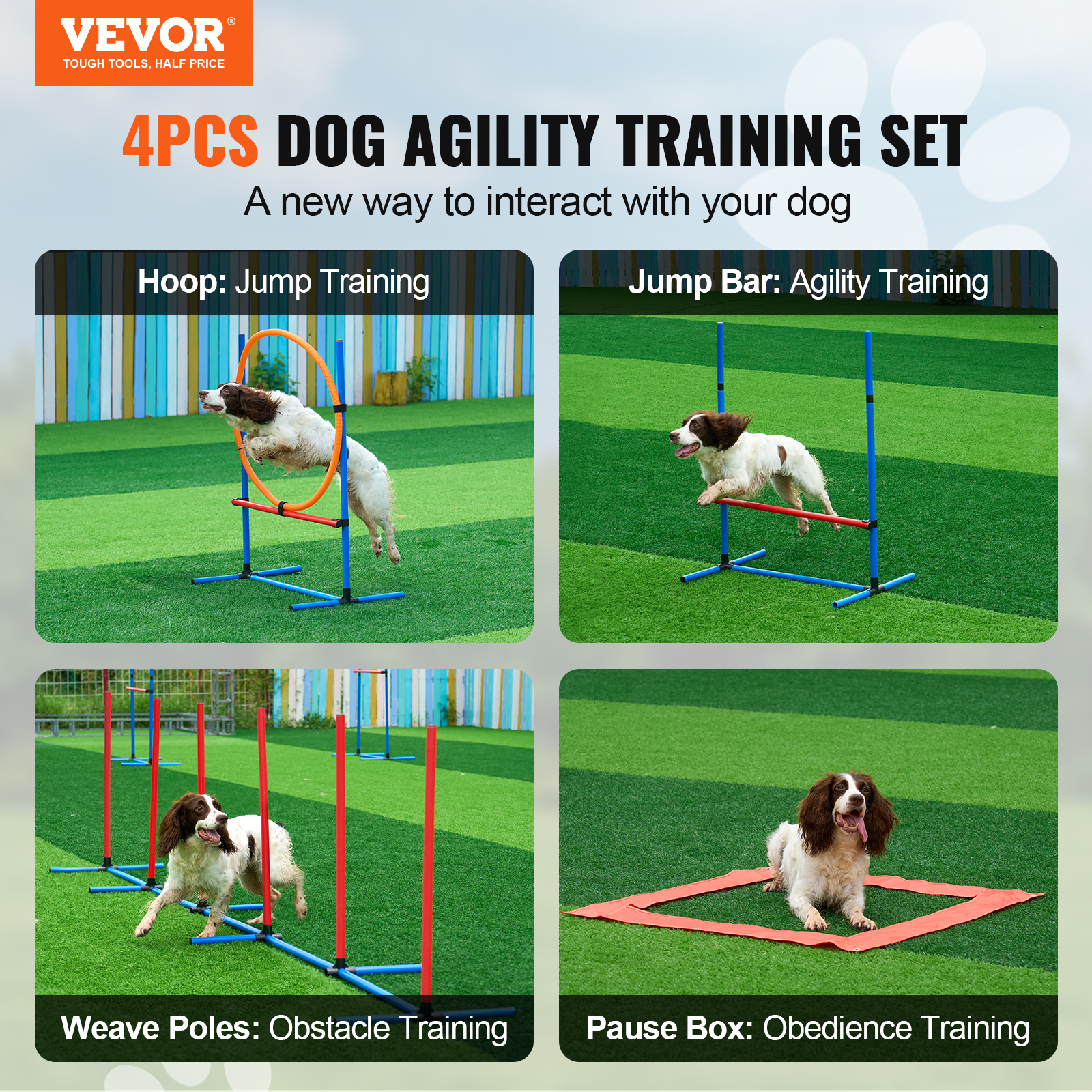 VEVOR Dog Agility Training Equipment w/ Hurdles Cone/Tunnel / Jump/Tunnels Ring - Picture 28 of 98