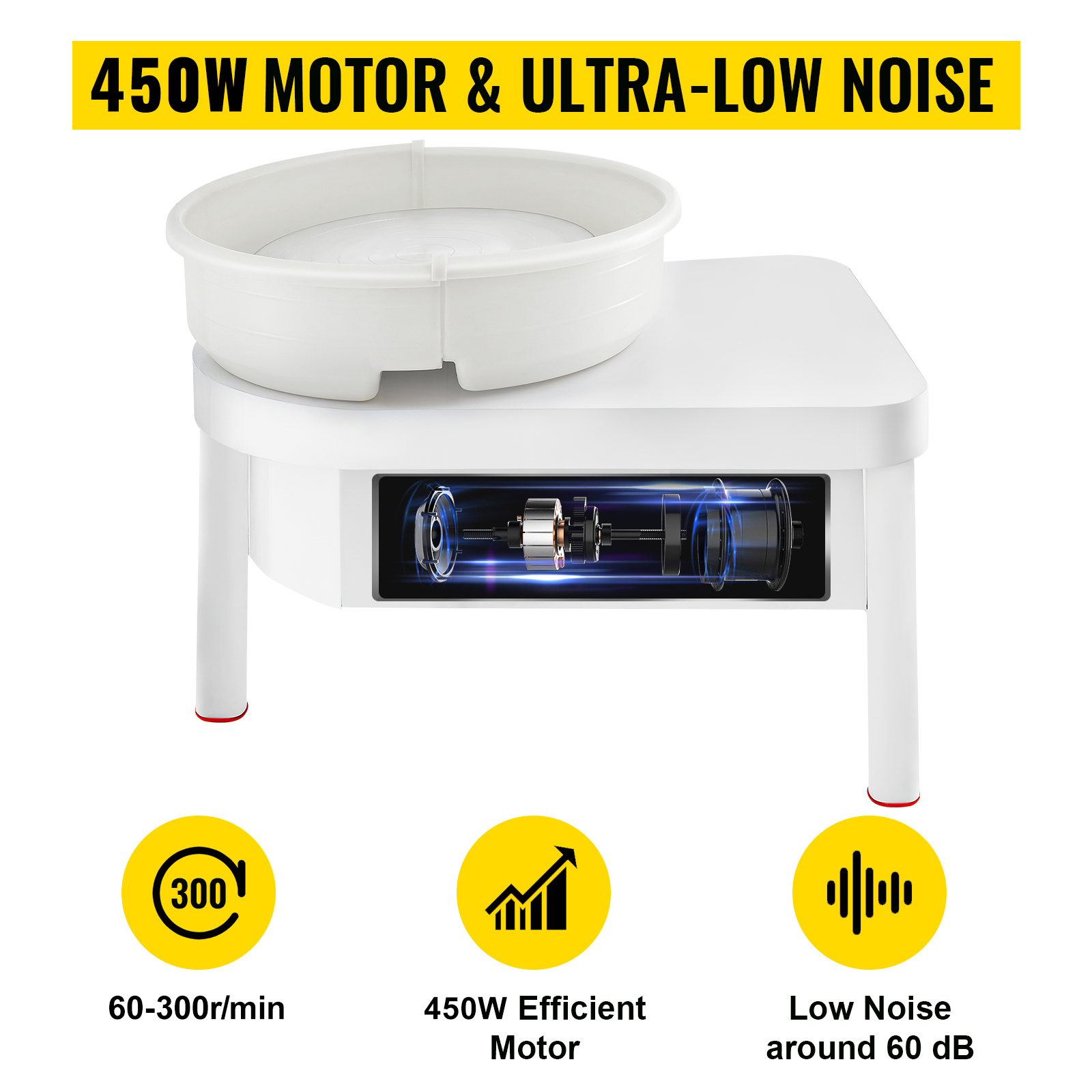 VEVOR 14 in. White Pottery Wheel 450-Watt Electric Ceramic Work Clay  Forming Machine for Adult with Foot Pedal and ABS Basin TYLPJ14YCTYLPJ001V1  - The Home Depot