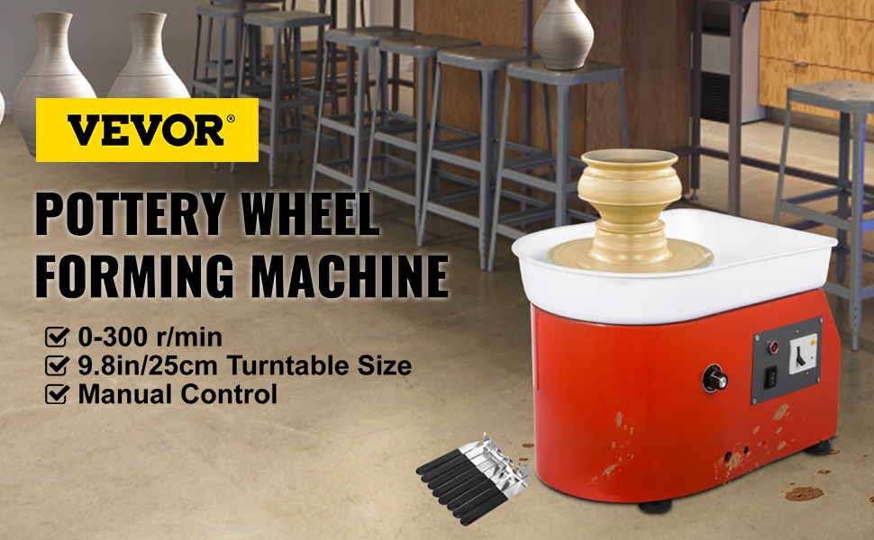 VEVOR Pottery Wheel 25cm Pottery Forming Machine 280W Electric Wheel for Pottery with Foot Pedal and Detachable Basin Easy Cleaning for Ceramics Clay