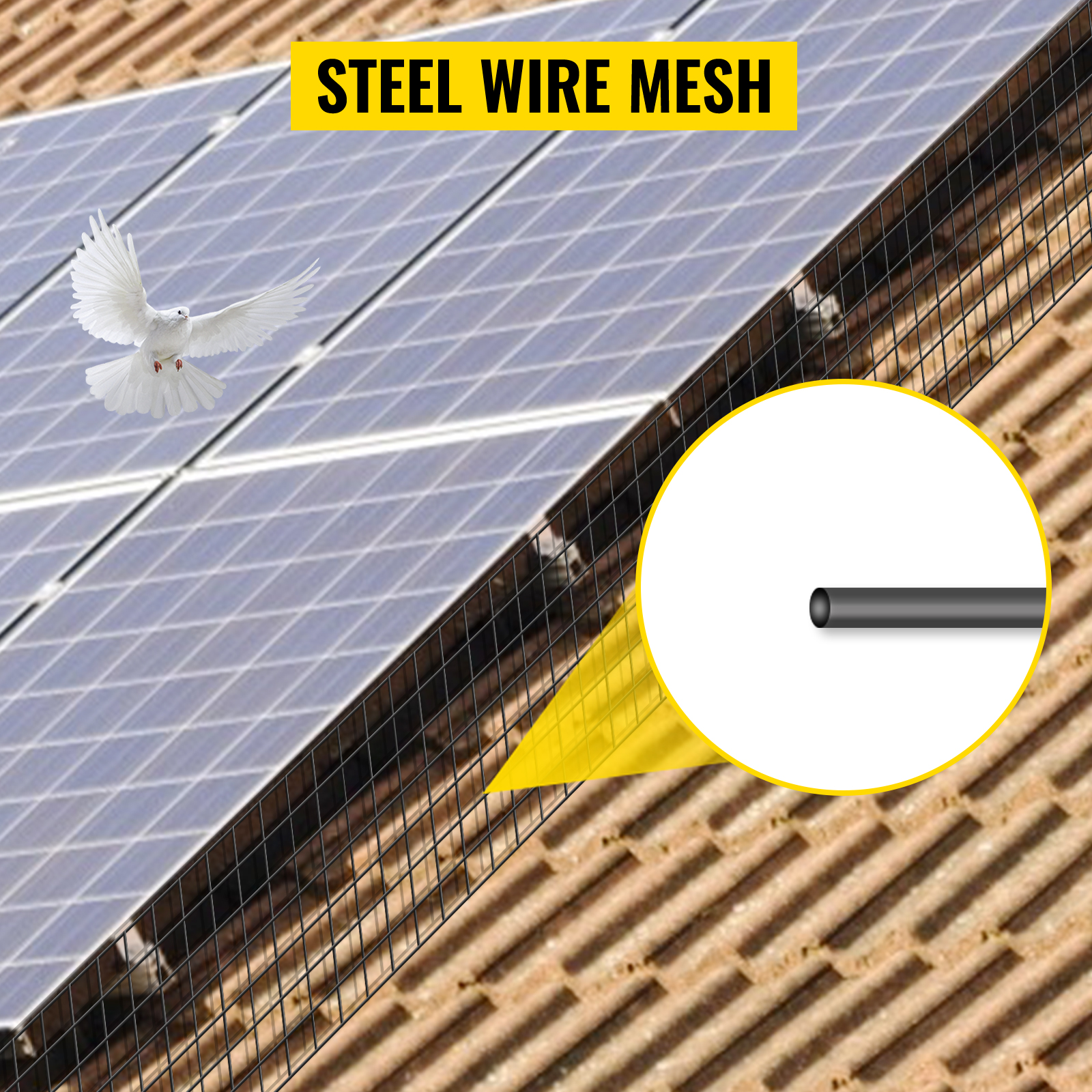Vevor Solar Panel Wire Mesh Critter Guard Kit 8in X 98ft Pvc 