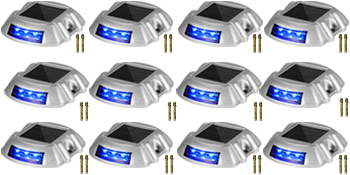 VEVOR Driveway Lights 12-Pack Solar Driveway Lights Bright Blue Solar Deck Lights Outdoor Waterproof Wireless Dock Lights 6 LEDs for Deck Dock Driveway Path Warning Garden Walkway Sidewalk Steps